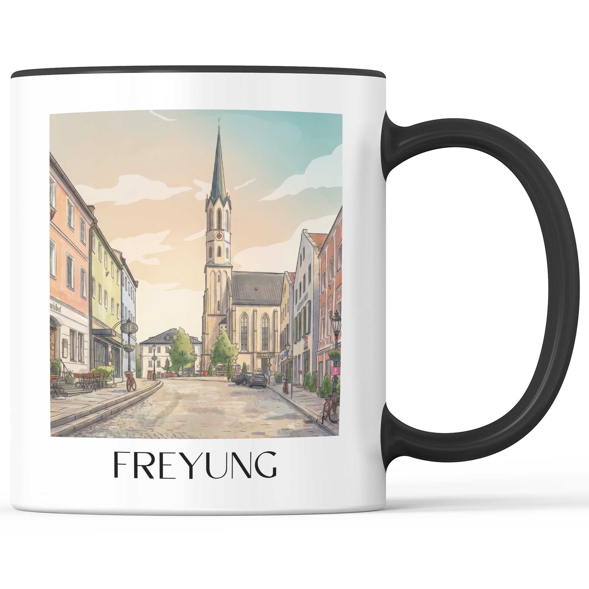 freyung-bayerischer-wald-deutschland-kaffeebecher-aquarell