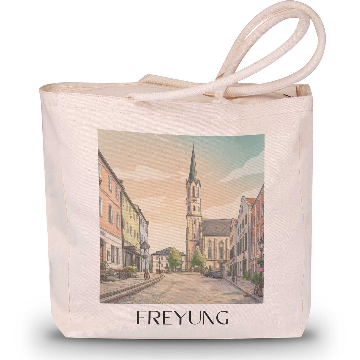 Freyung Shopping Tasche - Bayerischer Wald - Deutschland Tote Bag - Einkaufstasche im Aquarell Stil - favplace