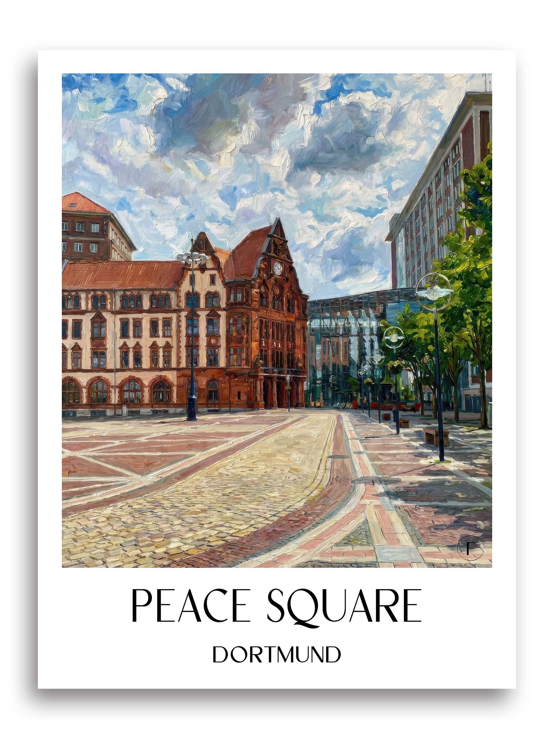 Friedensplatz Poster - Dortmund - Deutschland Kunstdruck - Ölgemälde von A4 bis A1 - favplace