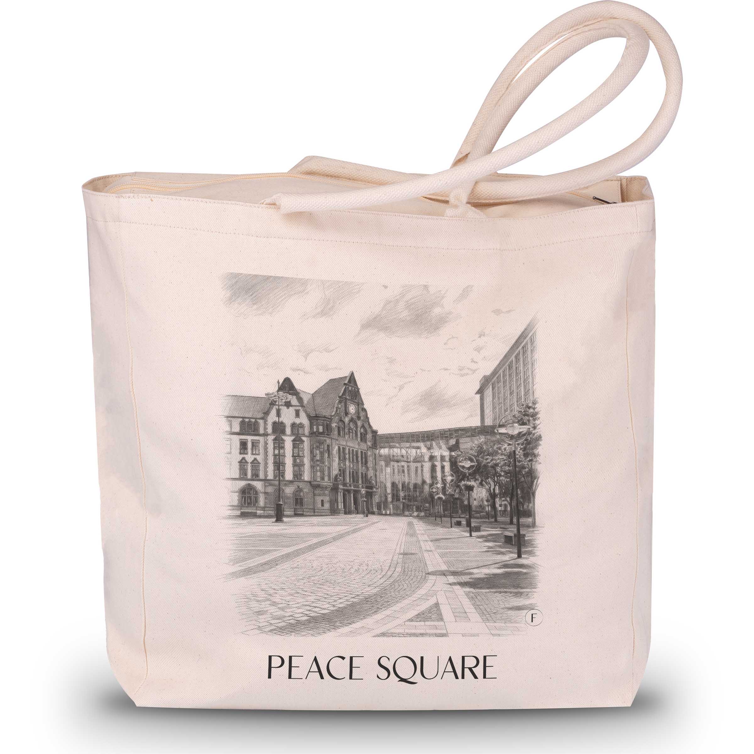 Friedensplatz Shopping Tasche - Dortmund - Deutschland Tote Bag - Einkaufstasche im Zeichnung Stil