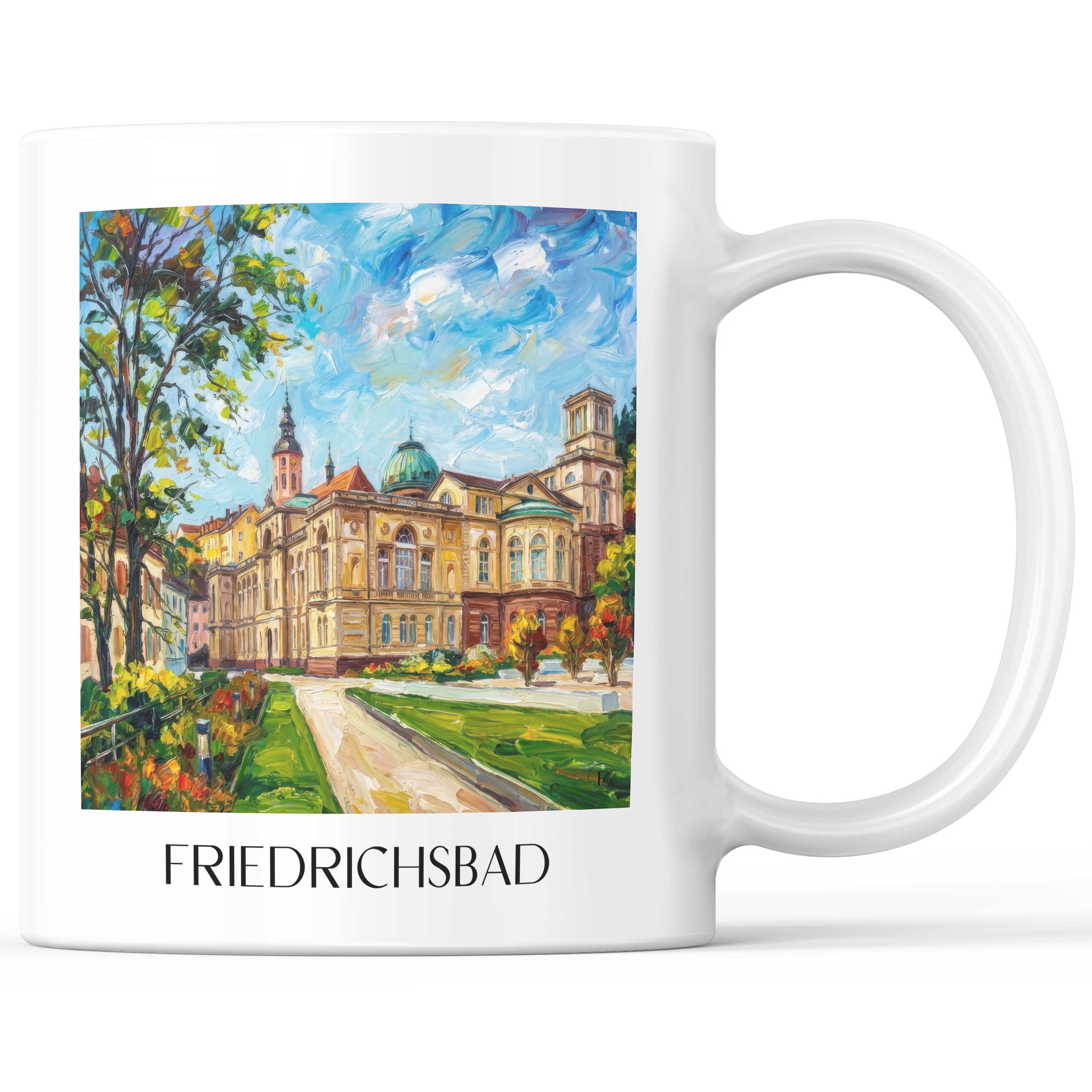 Friedrichsbad Kaffeebecher - Baden-Baden - Deutschland Becher - Kaffeetasse im Ölgemälde Stil - favplace