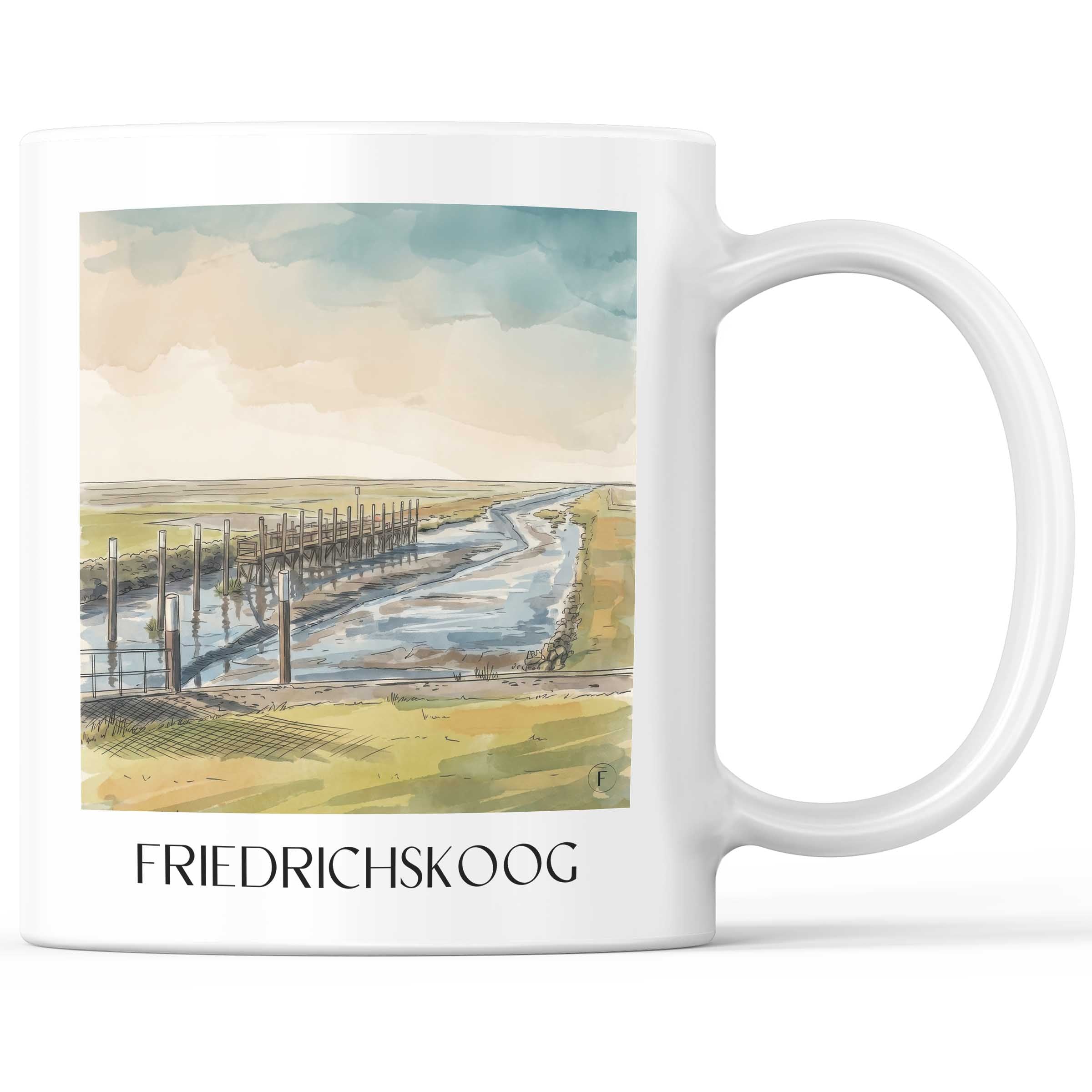 Friedrichskoog Kaffeebecher - Schleswig-Holstein - Deutschland Becher - Kaffeetasse im Aquarell Stil - favplace