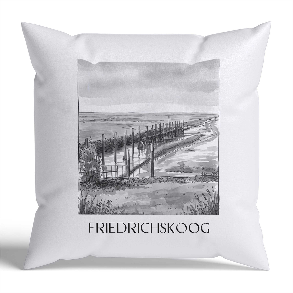 friedrichskoog-schleswig-holstein-deutschland-kissenbezug-aquarell-schwarz-weiss