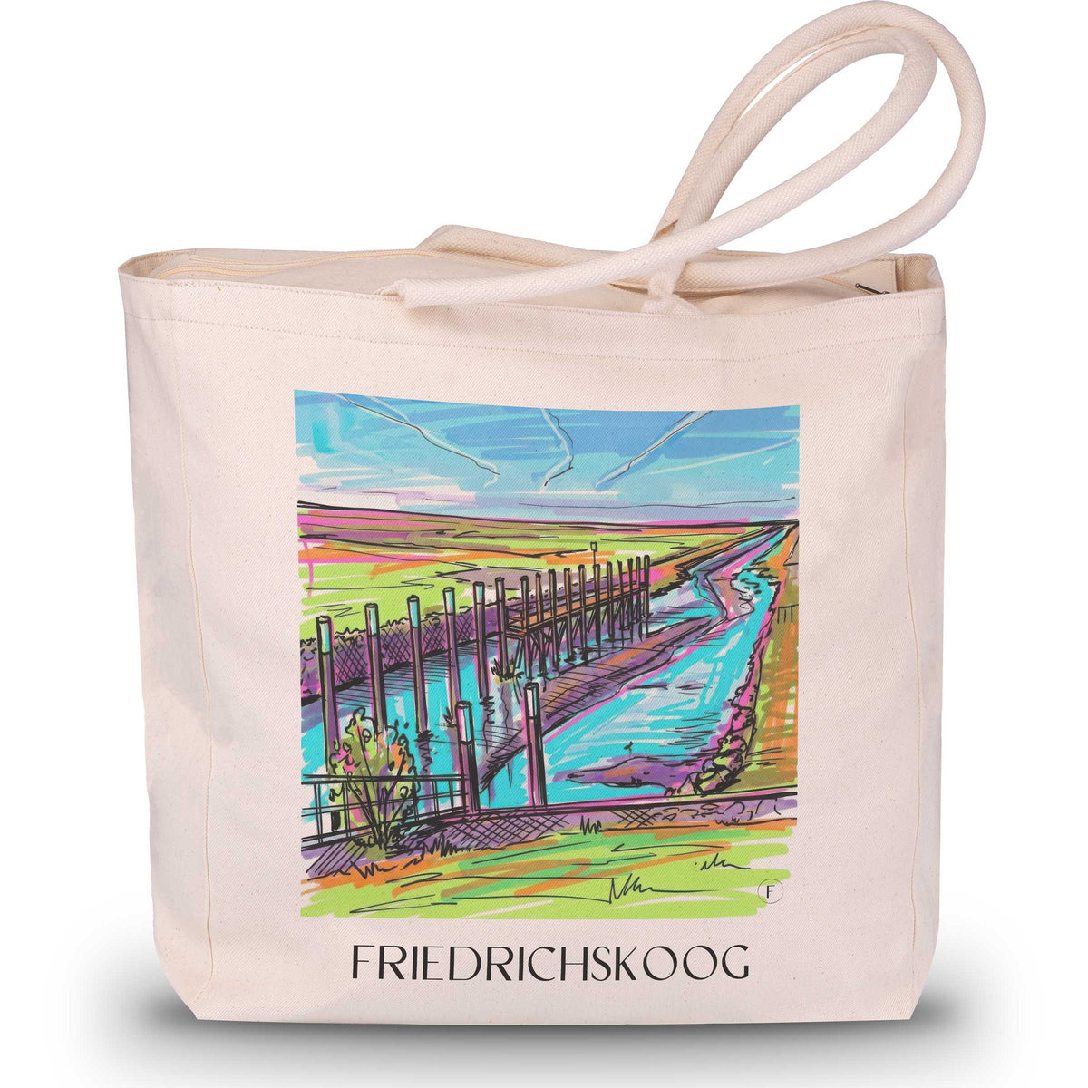Friedrichskoog Shopping Tasche - Schleswig-Holstein - Deutschland Tote Bag - Einkaufstasche im Tag Graffiti Stil - favplace