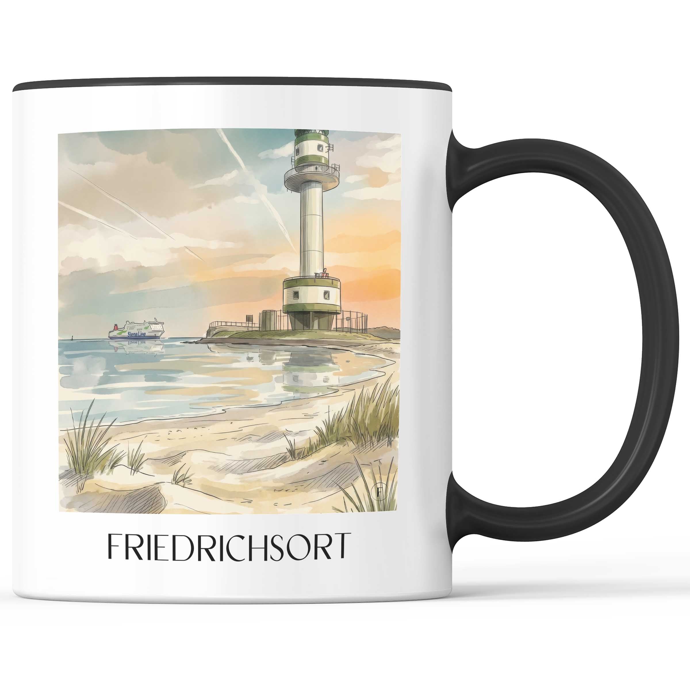 Friedrichsort Kaffeebecher - Kiel - Deutschland Becher - Kaffeetasse im Aquarell Stil - favplace