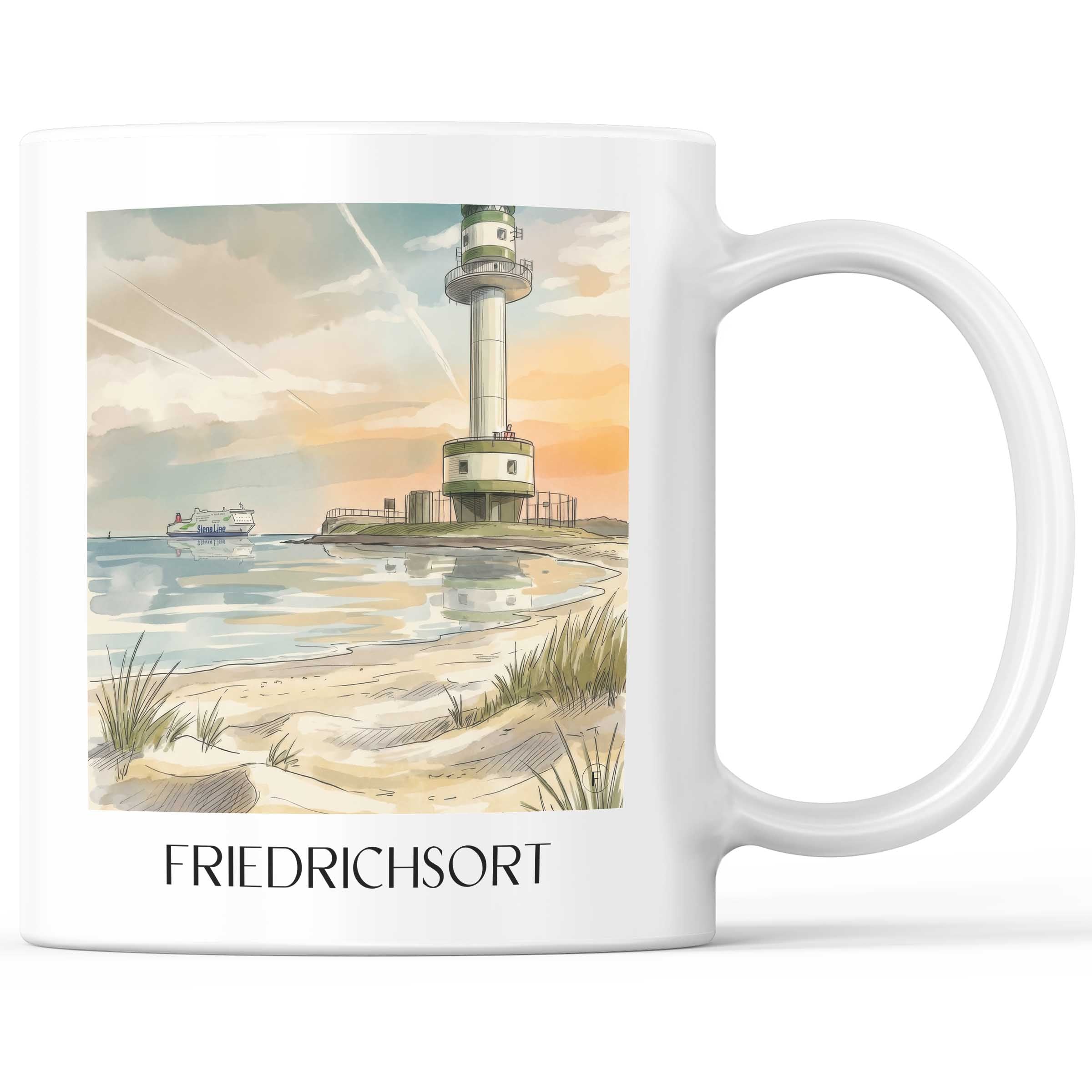 Friedrichsort Kaffeebecher - Kiel - Deutschland Becher - Kaffeetasse im Aquarell Stil - favplace