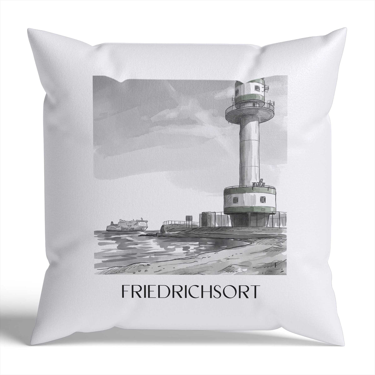 friedrichsort-kiel-deutschland-kissenbezug-aquarell-schwarz-weiss