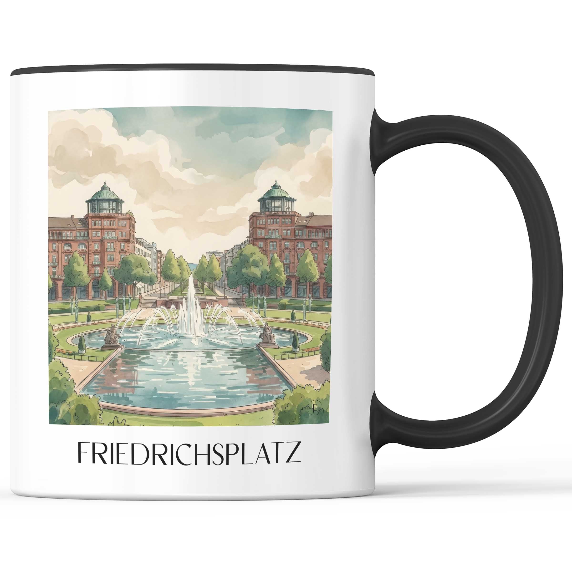 Friedrichsplatz Kaffeebecher - Mannheim - Deutschland Becher - Kaffeetasse im Aquarell Stil - favplace