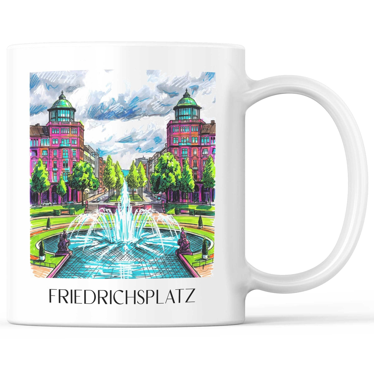 Friedrichsplatz Kaffeebecher - Mannheim - Deutschland Becher - Kaffeetasse im Tag Graffiti Stil - favplace