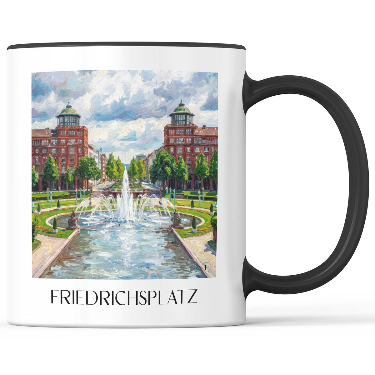 Friedrichsplatz Kaffeebecher - Mannheim - Deutschland Becher - Kaffeetasse im Ölgemälde Stil - favplace