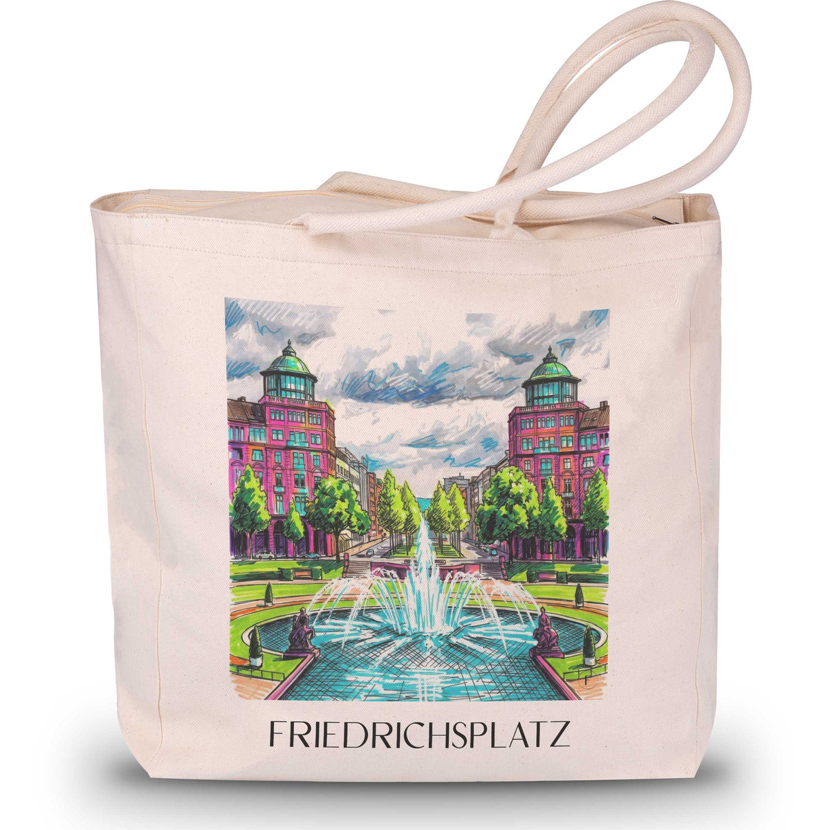 Friedrichsplatz Shopping Tasche - Mannheim - Deutschland Tote Bag - Einkaufstasche im Tag Graffiti Stil - favplace