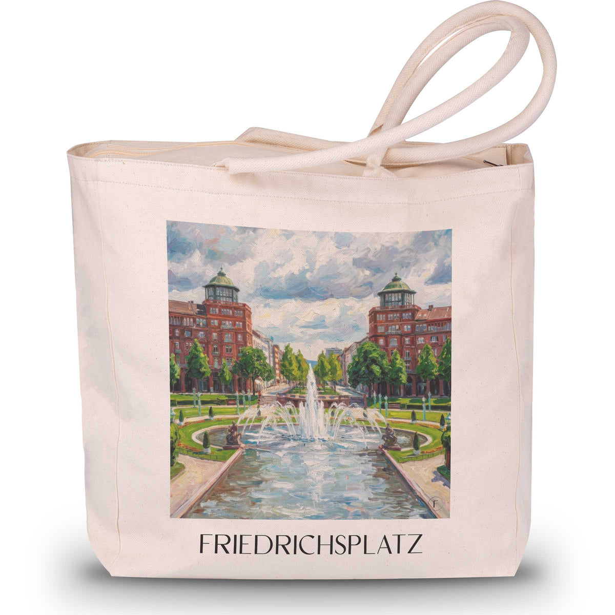 Friedrichsplatz Shopping Tasche - Mannheim - Deutschland Tote Bag - Einkaufstasche im Ölgemälde Stil - favplace