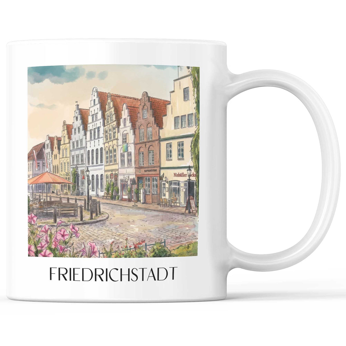 Friedrichstadt Kaffeebecher - Nordfriesland - Deutschland Becher - Kaffeetasse im Aquarell Stil - favplace