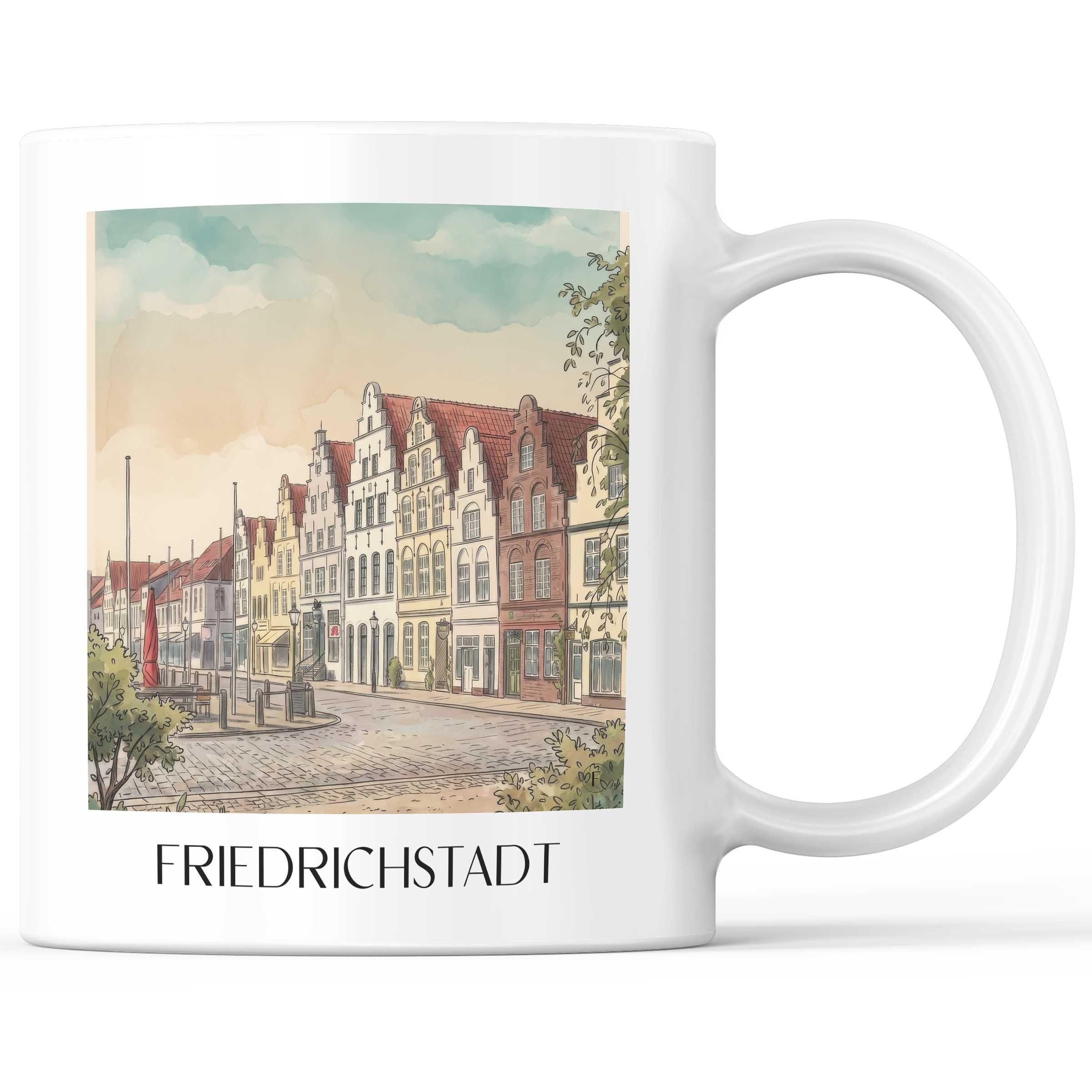 Friedrichstadt Kaffeebecher - Schleswig - Deutschland Becher - Kaffeetasse im Aquarell Stil - favplace