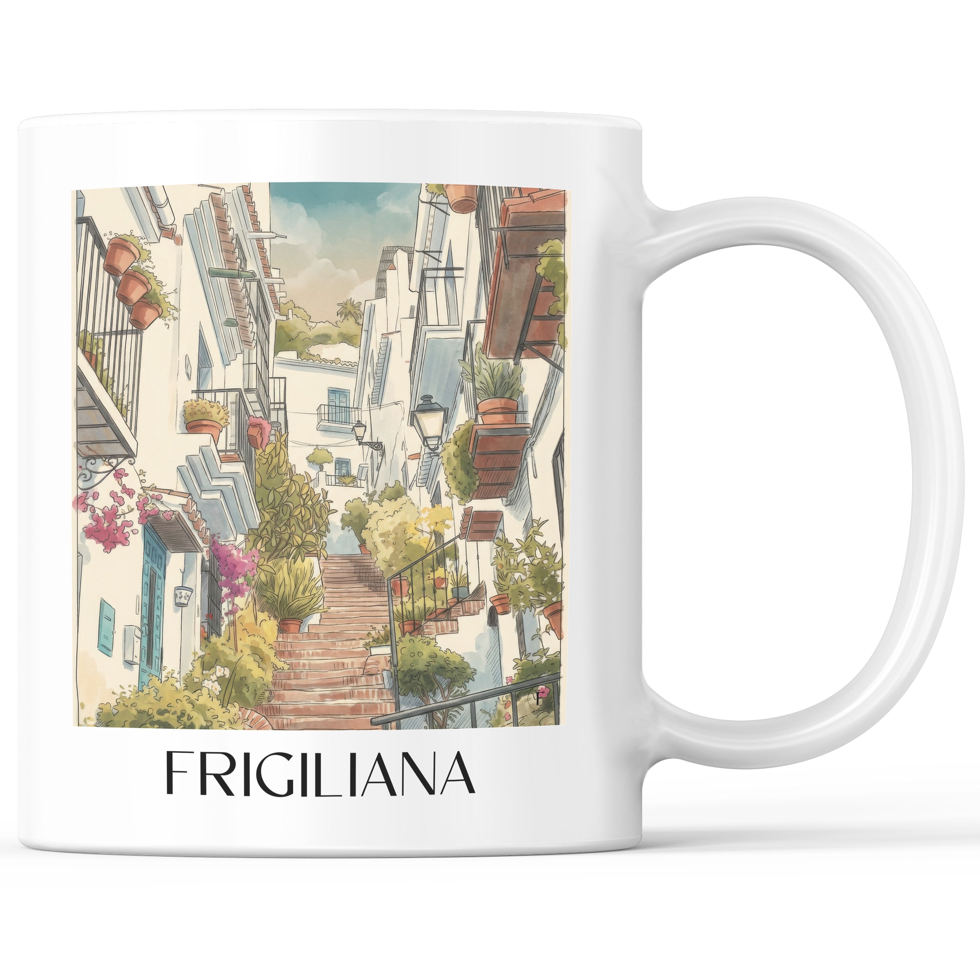 Frigiliana Kaffeebecher - Spanien - Spanien Becher - Kaffeetasse im Aquarell Stil - favplace