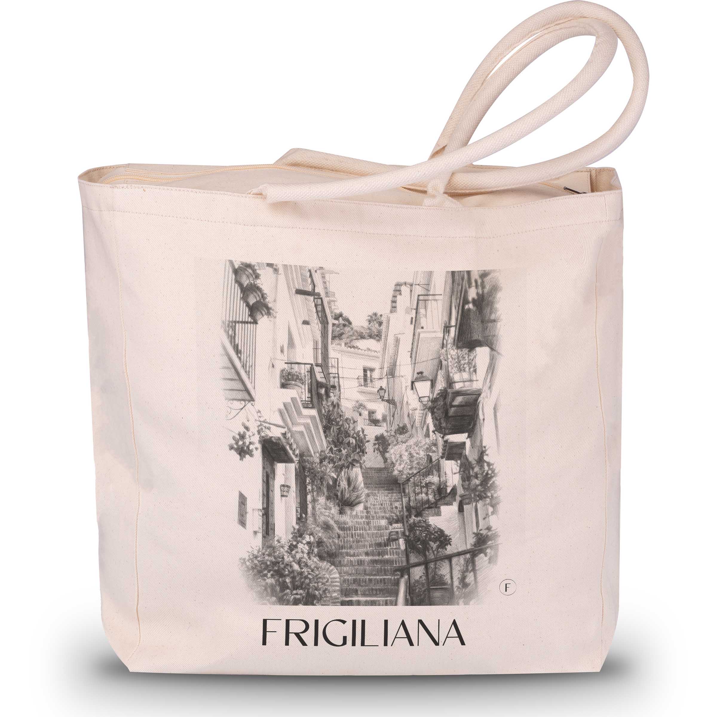 Frigiliana Shopping Bag - Spain - Spain Tote Bag - Drawing Style Shopping Bag