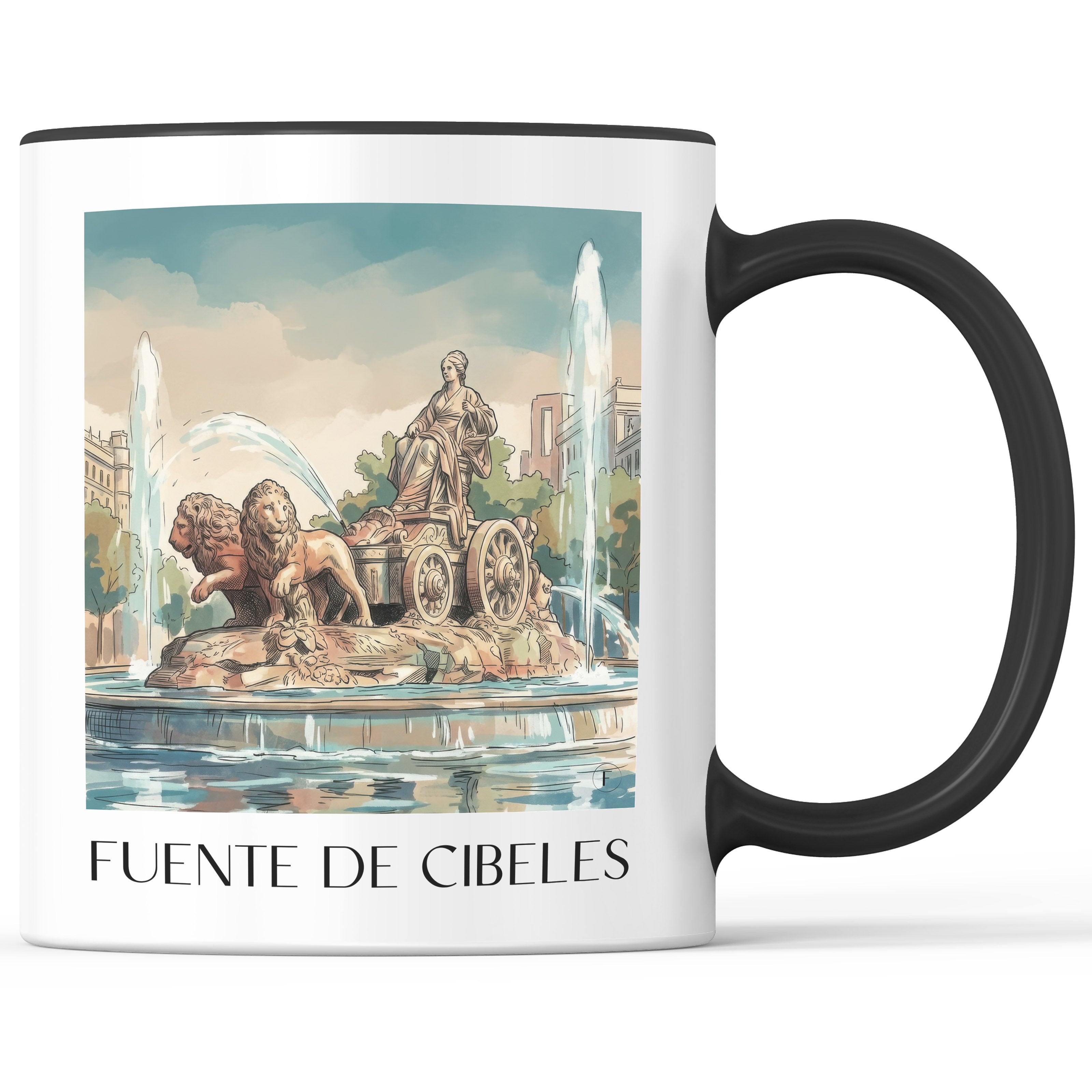 fuente-de-cibeles-madrid-spanien-kaffeebecher-aquarell
