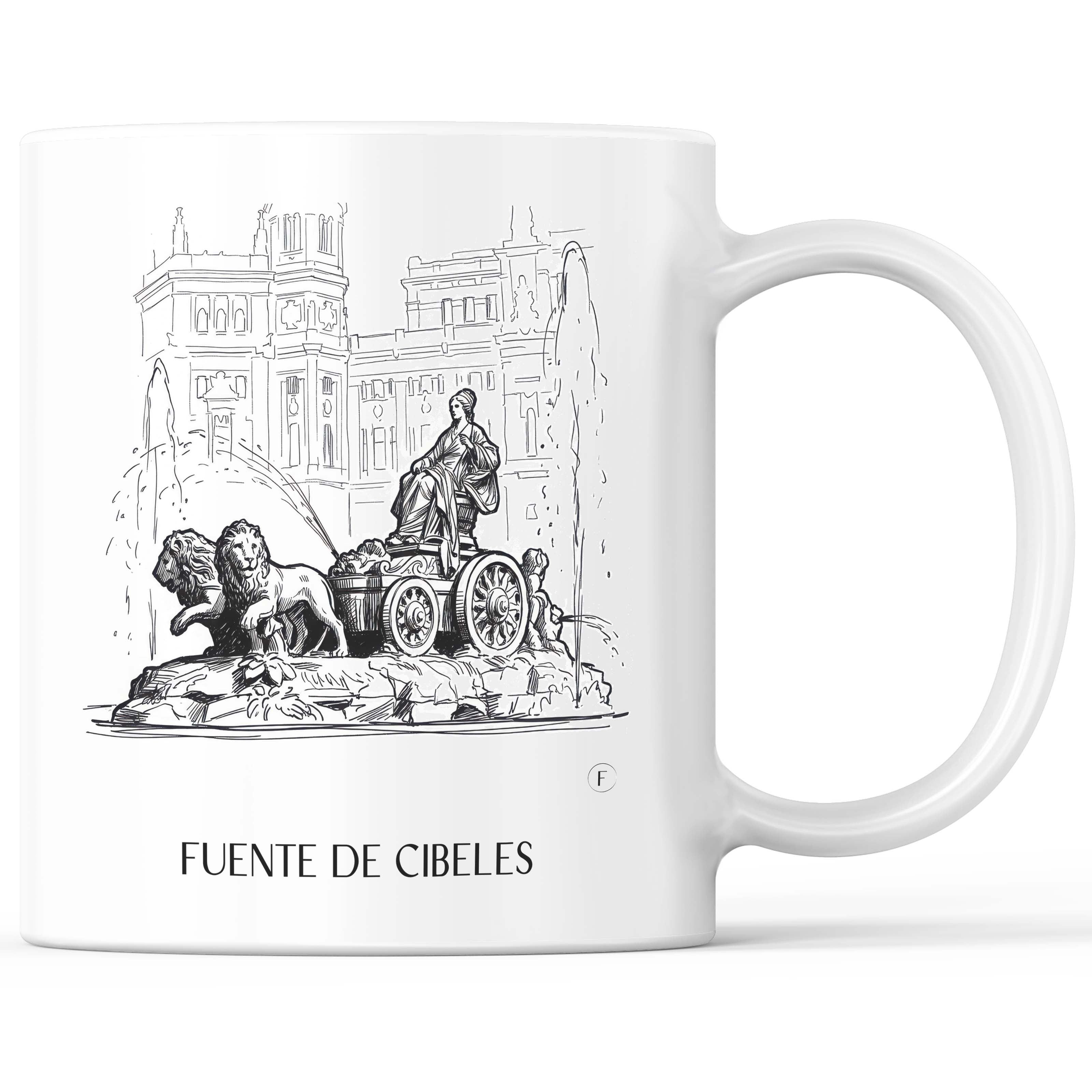 Fuente de Cibeles Kaffeebecher - Madrid - Spanien Becher - Kaffeetasse im Skizze Stil - favplace