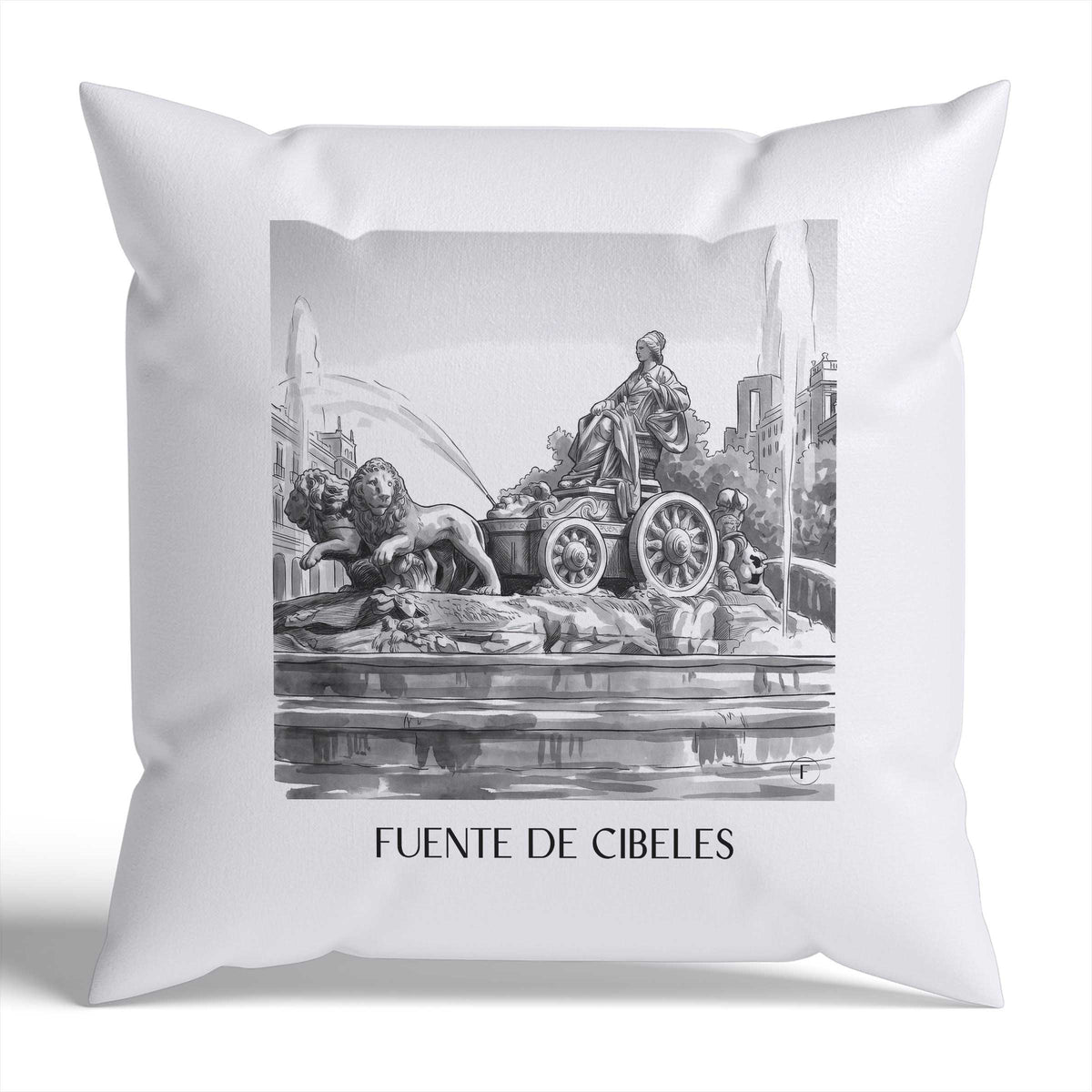 fuente-de-cibeles-madrid-spanien-kissenbezug-aquarell-schwarz-weiss