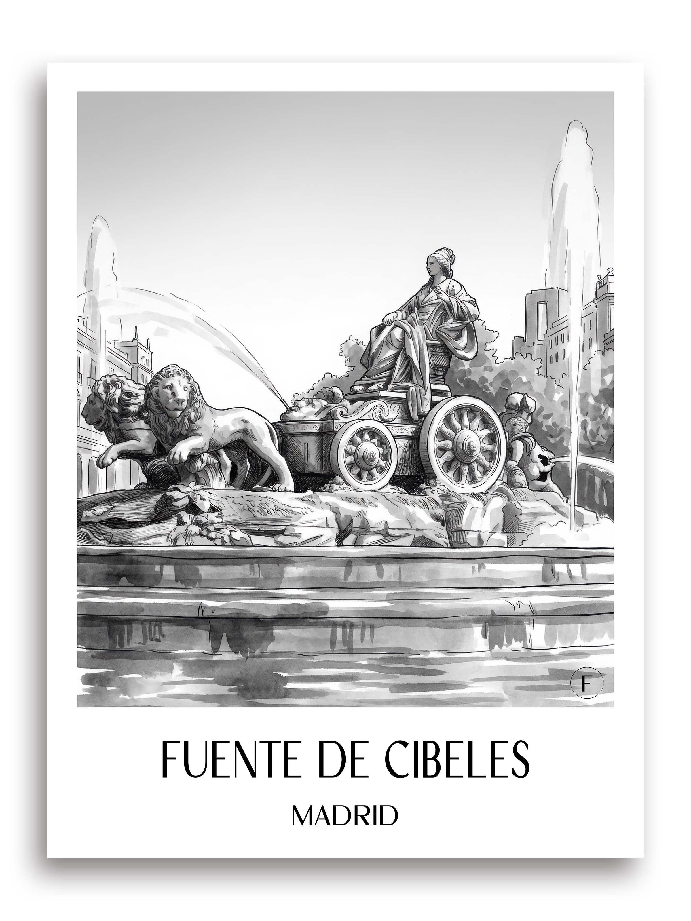 fuente-de-cibeles-madrid-spanien-poster-aquarell-schwarz-weiss
