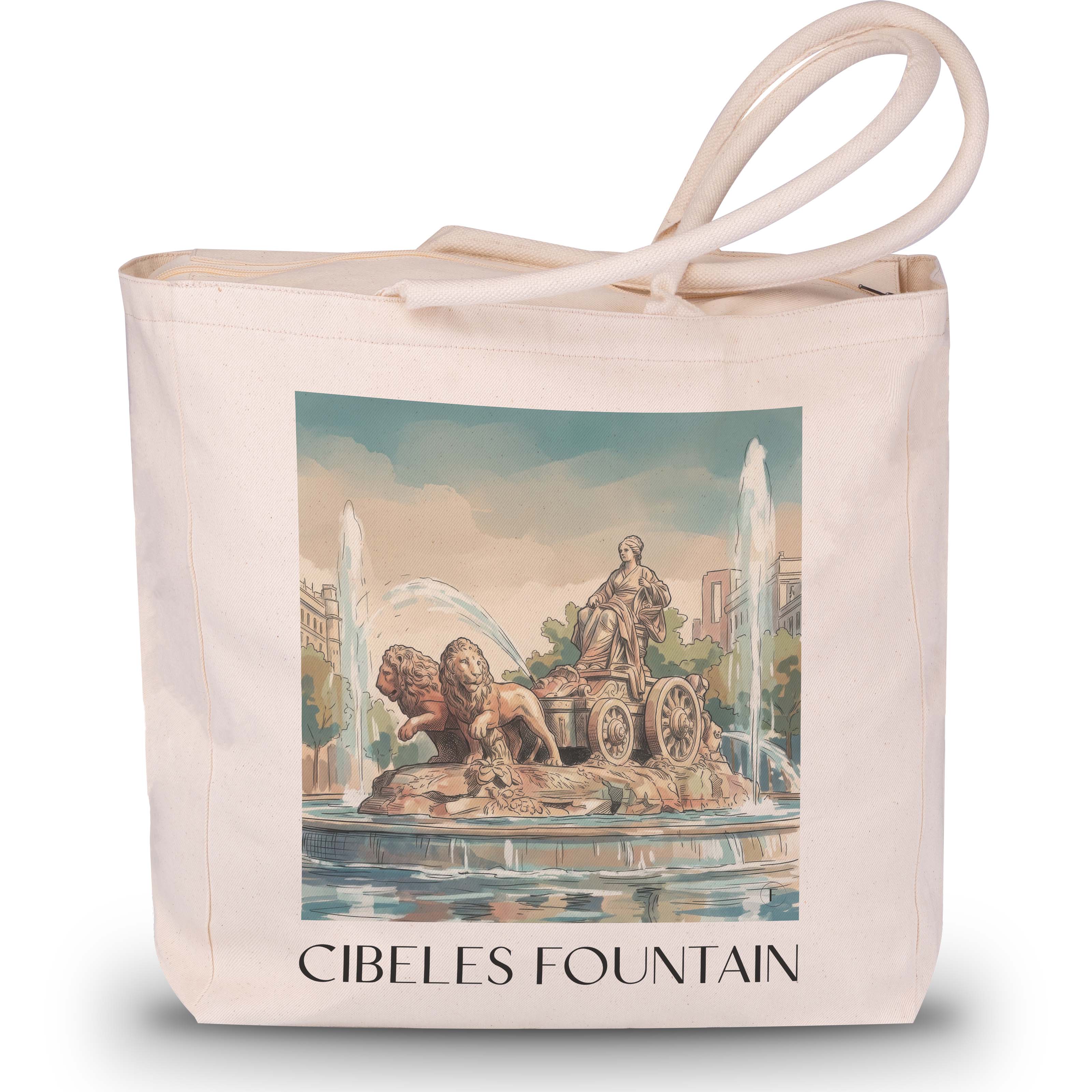 Fuente de Cibeles Shopping Tasche - Madrid - Spanien Tote Bag - Einkaufstasche im Aquarell Stil - favplace