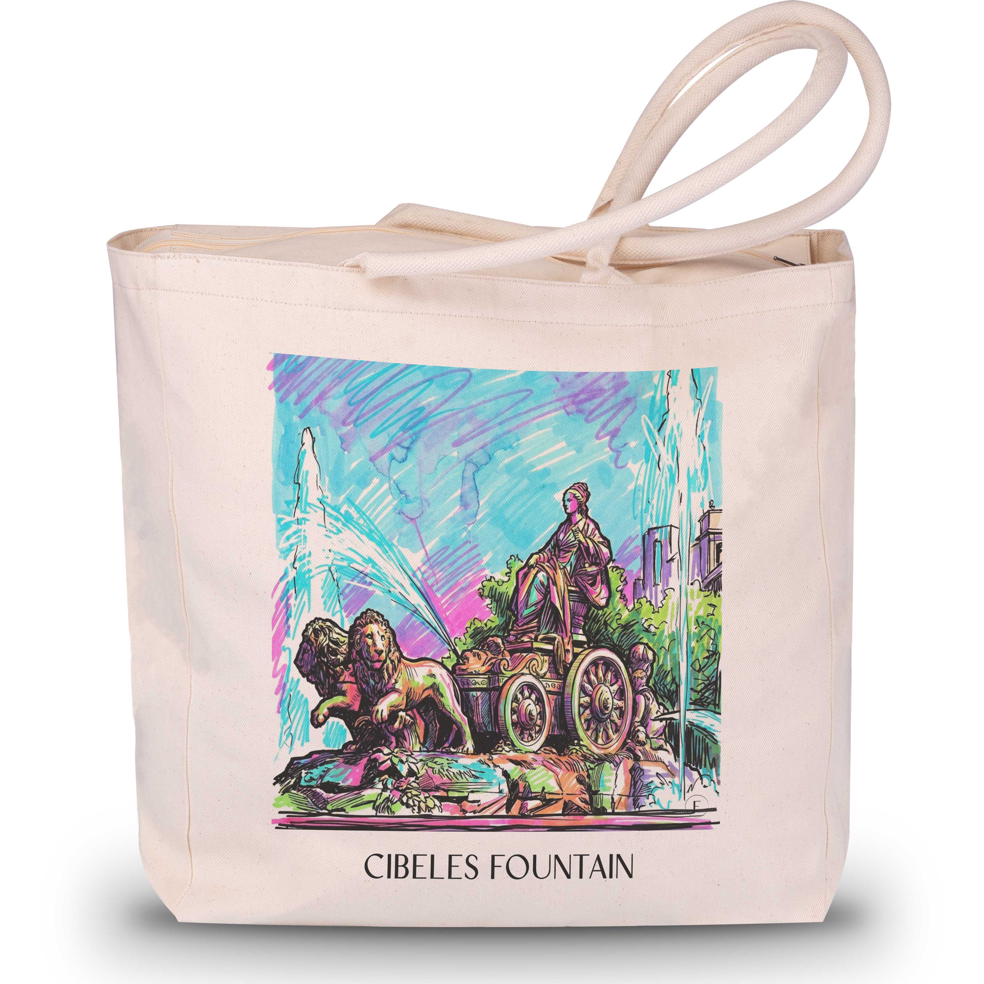 Fuente de Cibeles Shopping Tasche - Madrid - Spanien Tote Bag - Einkaufstasche im Tag Graffiti Stil - favplace