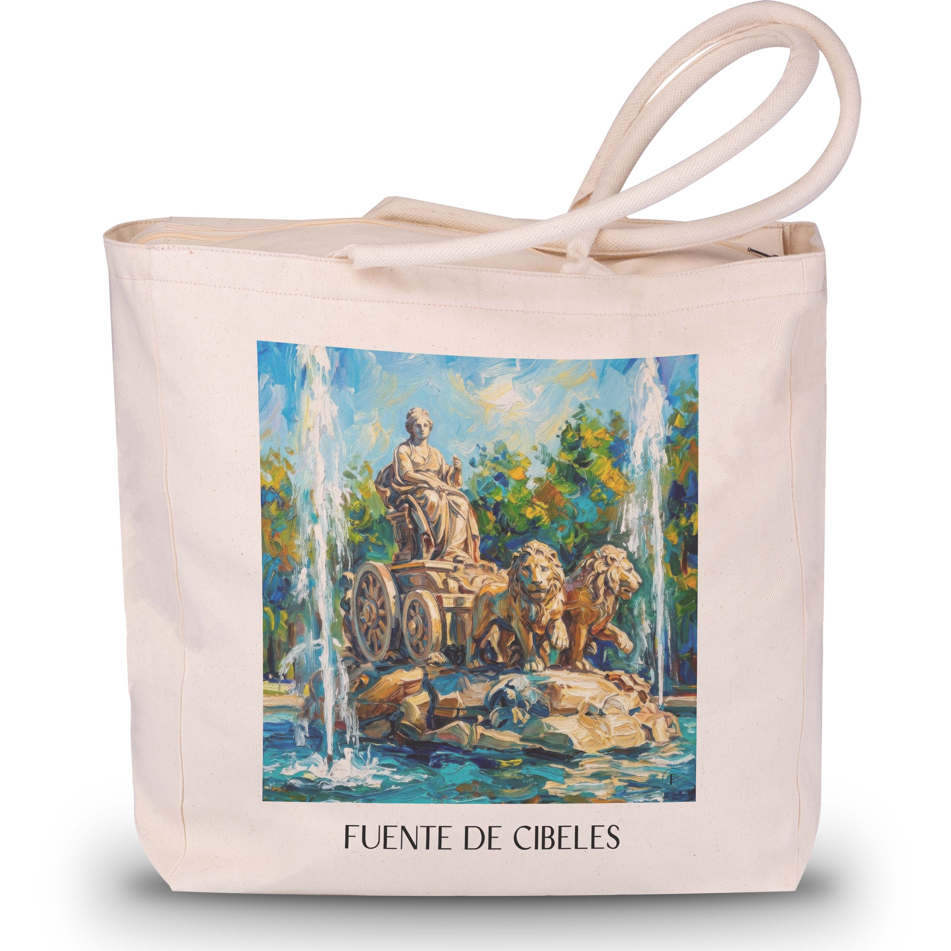 fuente-de-cibeles-madrid-spanien-einkaufstasche-oil-painting-oelgemaelde