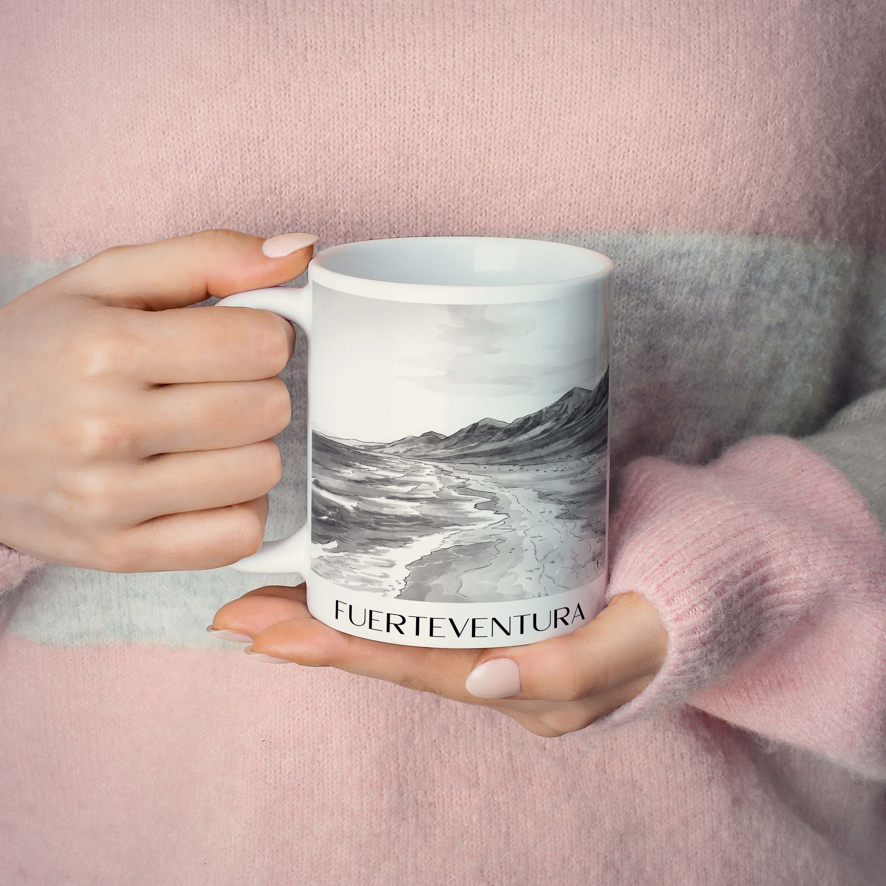 fuerteventura-spanien-spanien-kaffeebecher-aquarell-schwarz-weiss