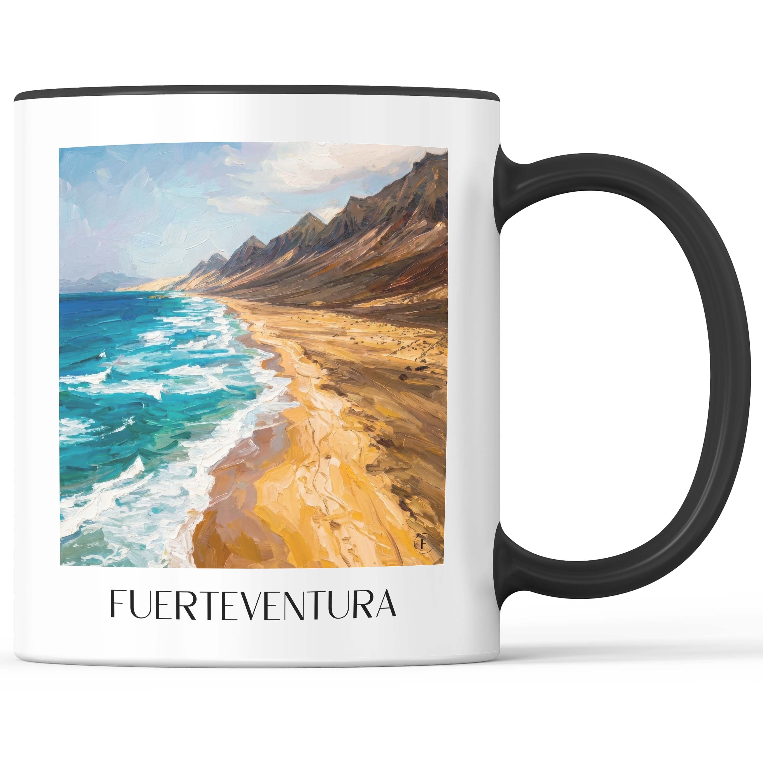 Fuerteventura Kaffeebecher - Spanien - Spanien Becher - Kaffeetasse im Ölgemälde Stil - favplace