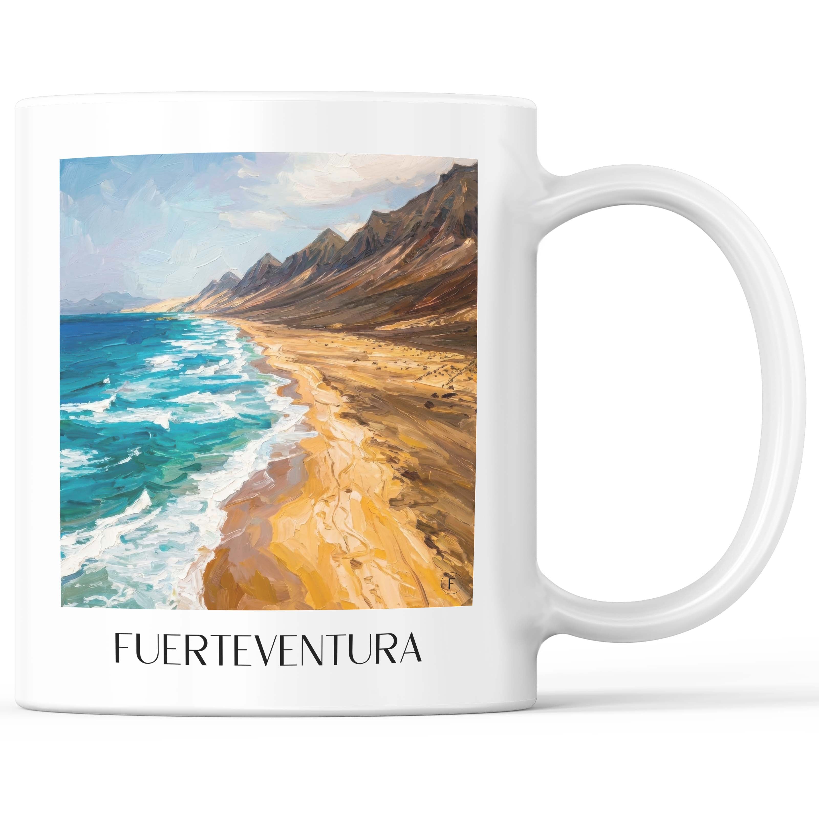 Fuerteventura Kaffeebecher - Spanien - Spanien Becher - Kaffeetasse im Ölgemälde Stil - favplace