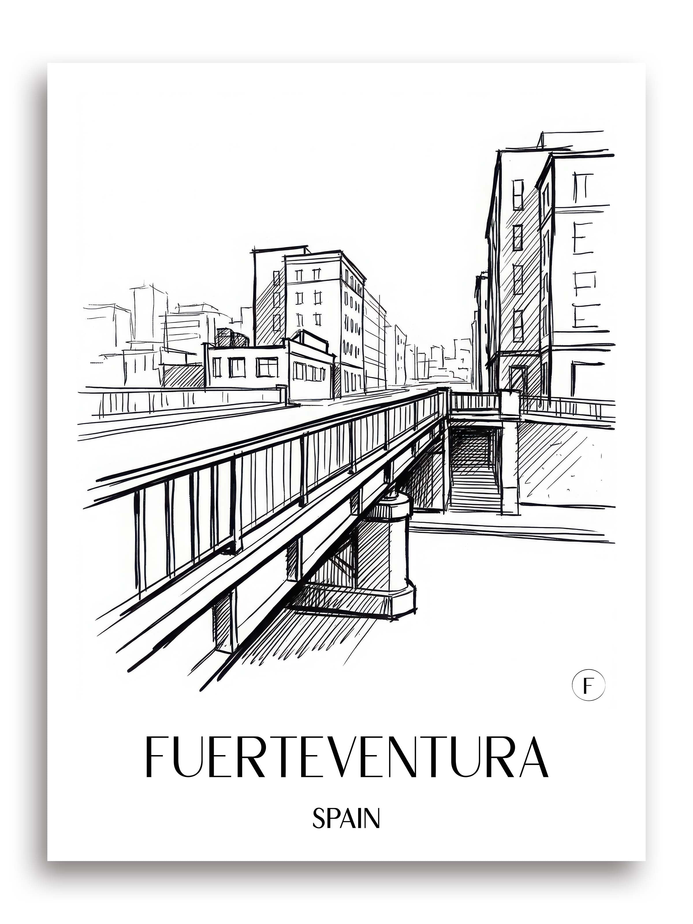 Fuerteventura Poster - Spanien - Spanien Kunstdruck - Skizze von A4 bis A1 - favplace