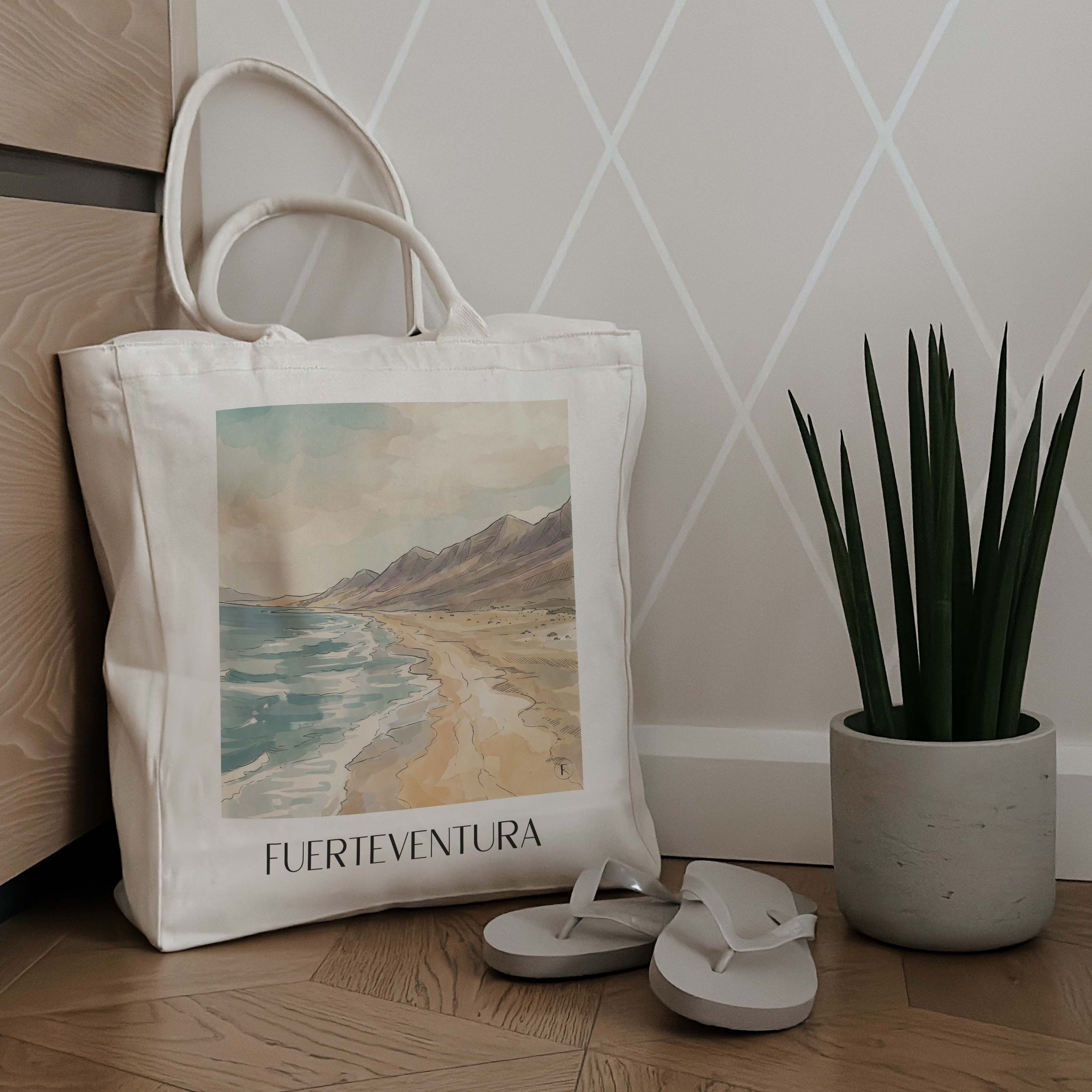fuerteventura-spanien-spanien-einkaufstasche-aquarell