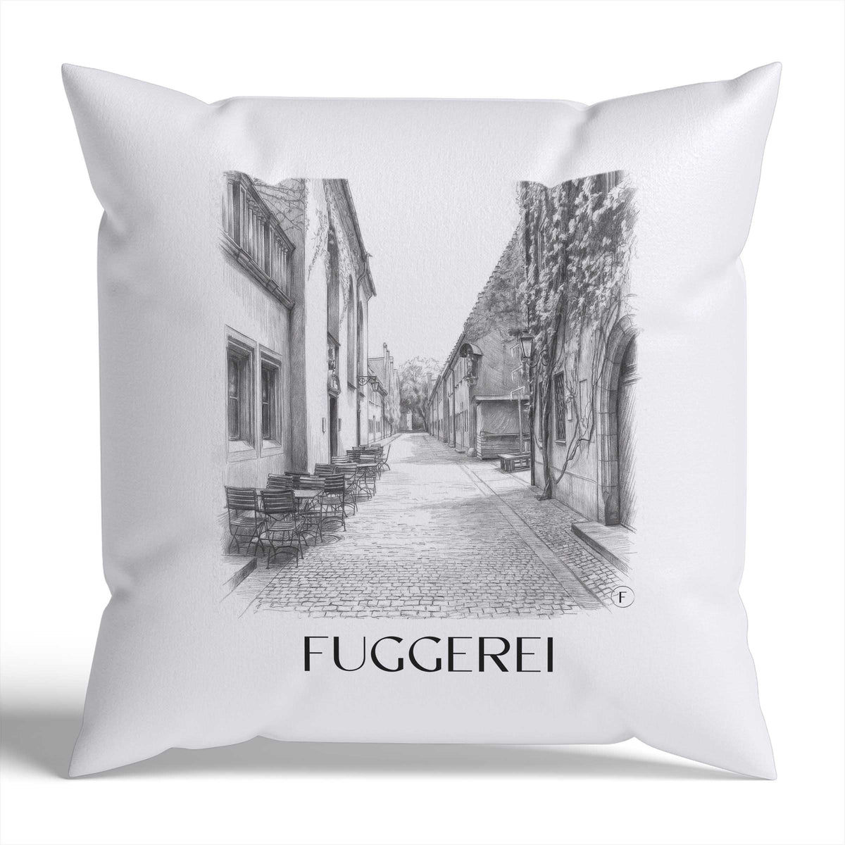 fuggerei-augsburg-deutschland-kissenbezug-bleistift-zeichnung-drawing
