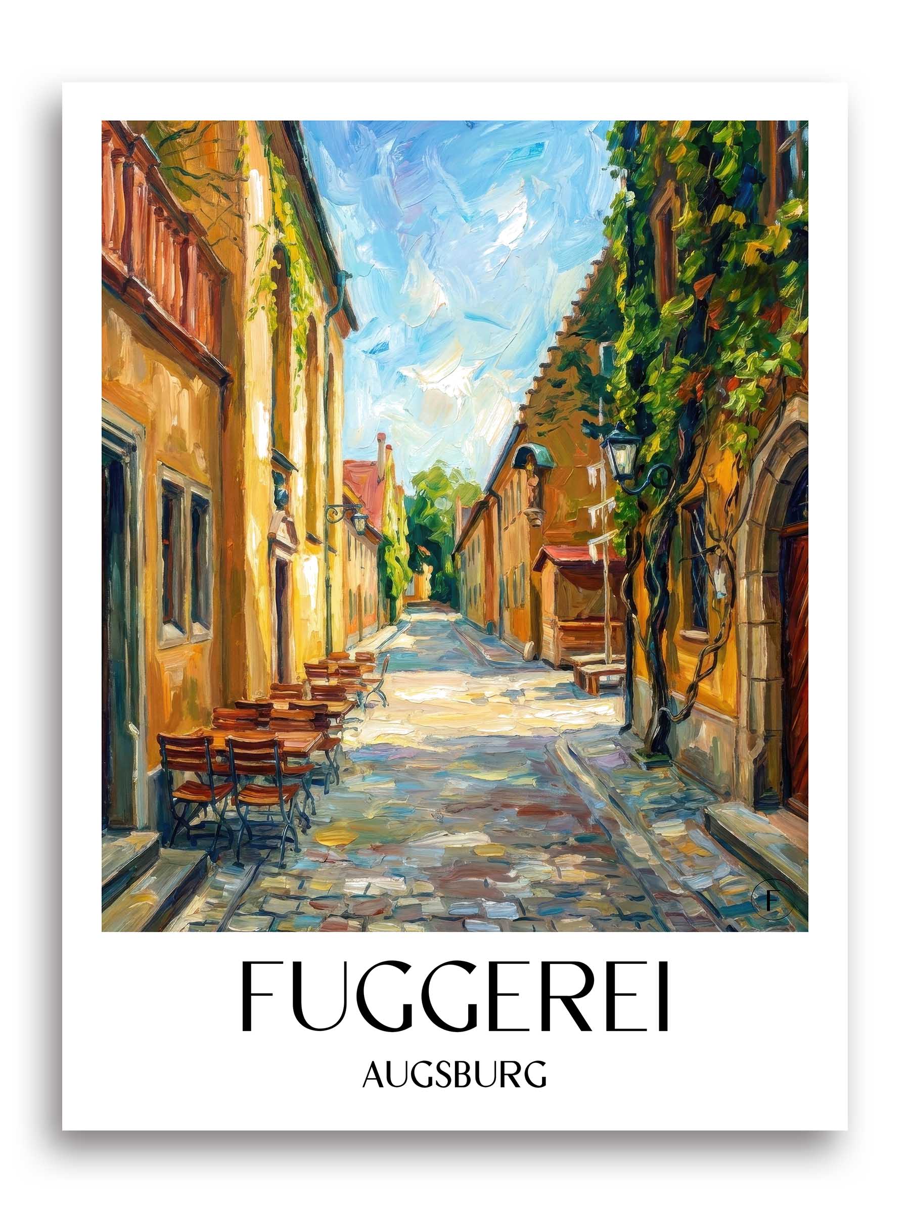 Fuggerei Poster - Augsburg - Deutschland Kunstdruck - Ölgemälde von A4 bis A1 - favplace