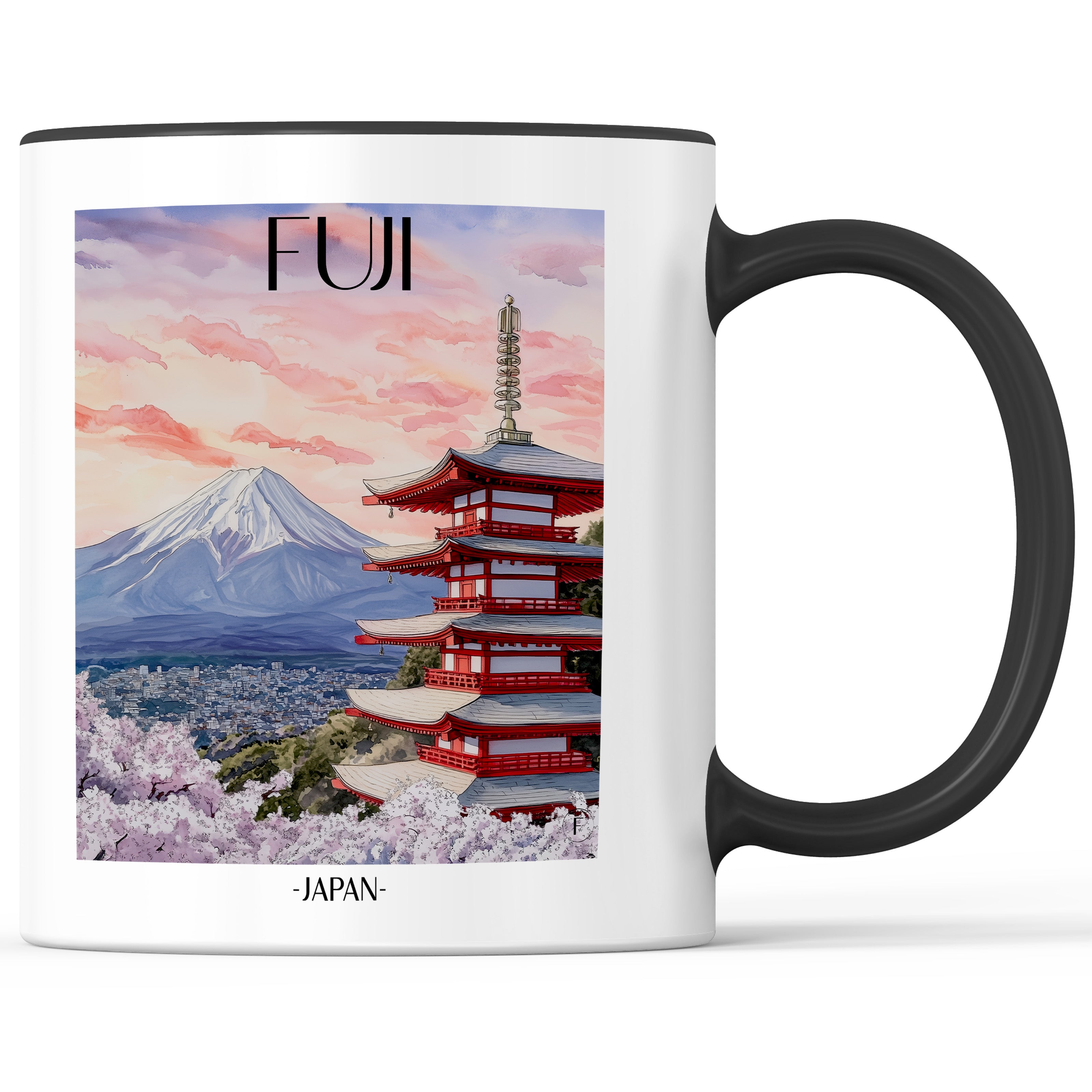 Fuji, Japan - Japan Becher - Kaffeetasse im Aquarell Stil - favplace