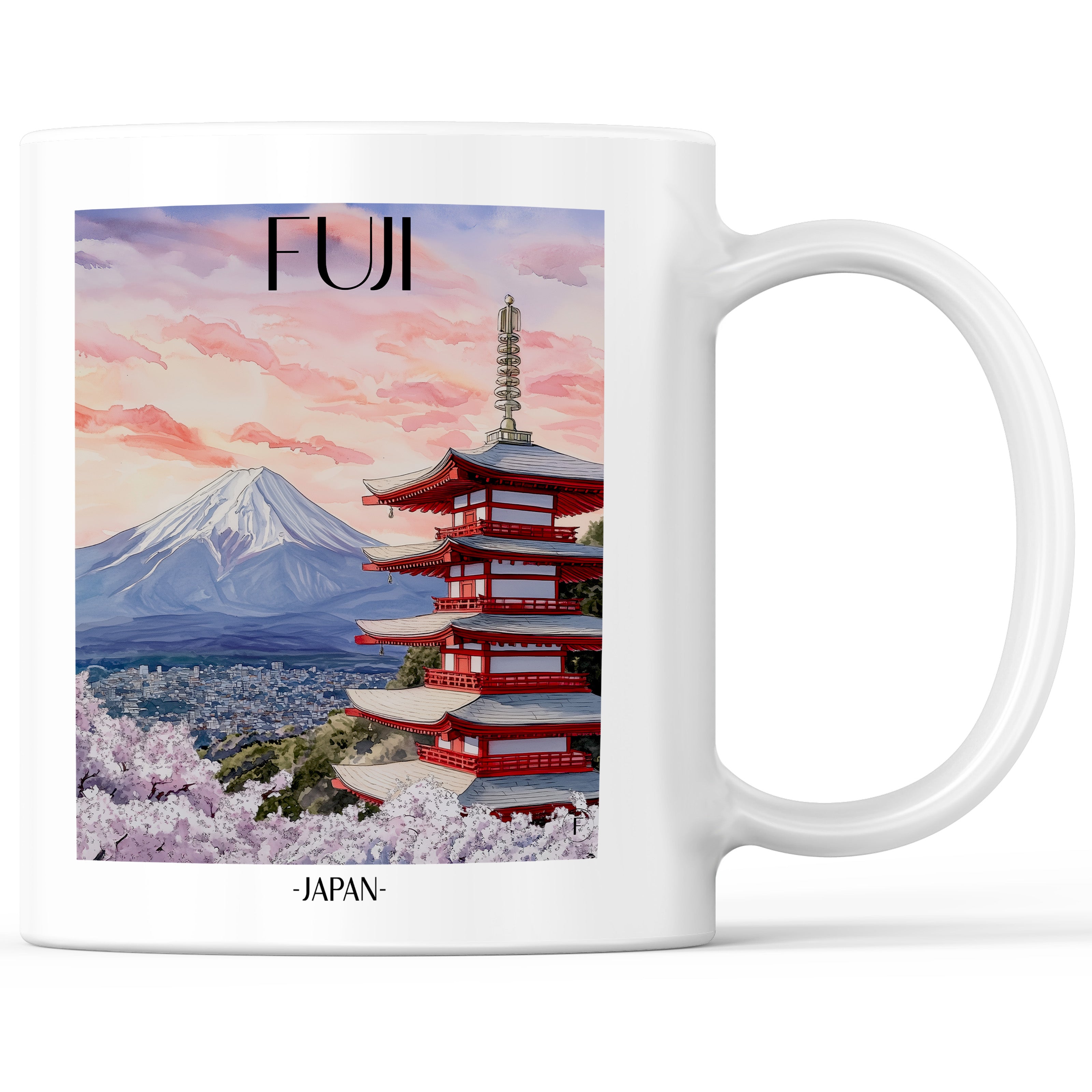 Fuji, Japan - Japan Becher - Kaffeetasse im Aquarell Stil - favplace