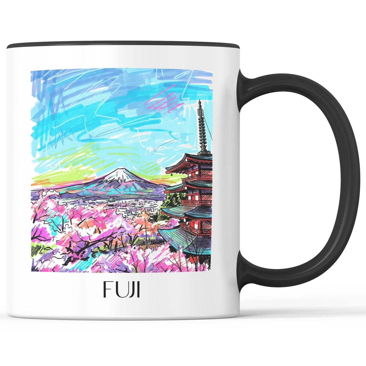 Fuji, Japan - Japan Becher - Kaffeetasse im Tag Graffiti Stil - favplace
