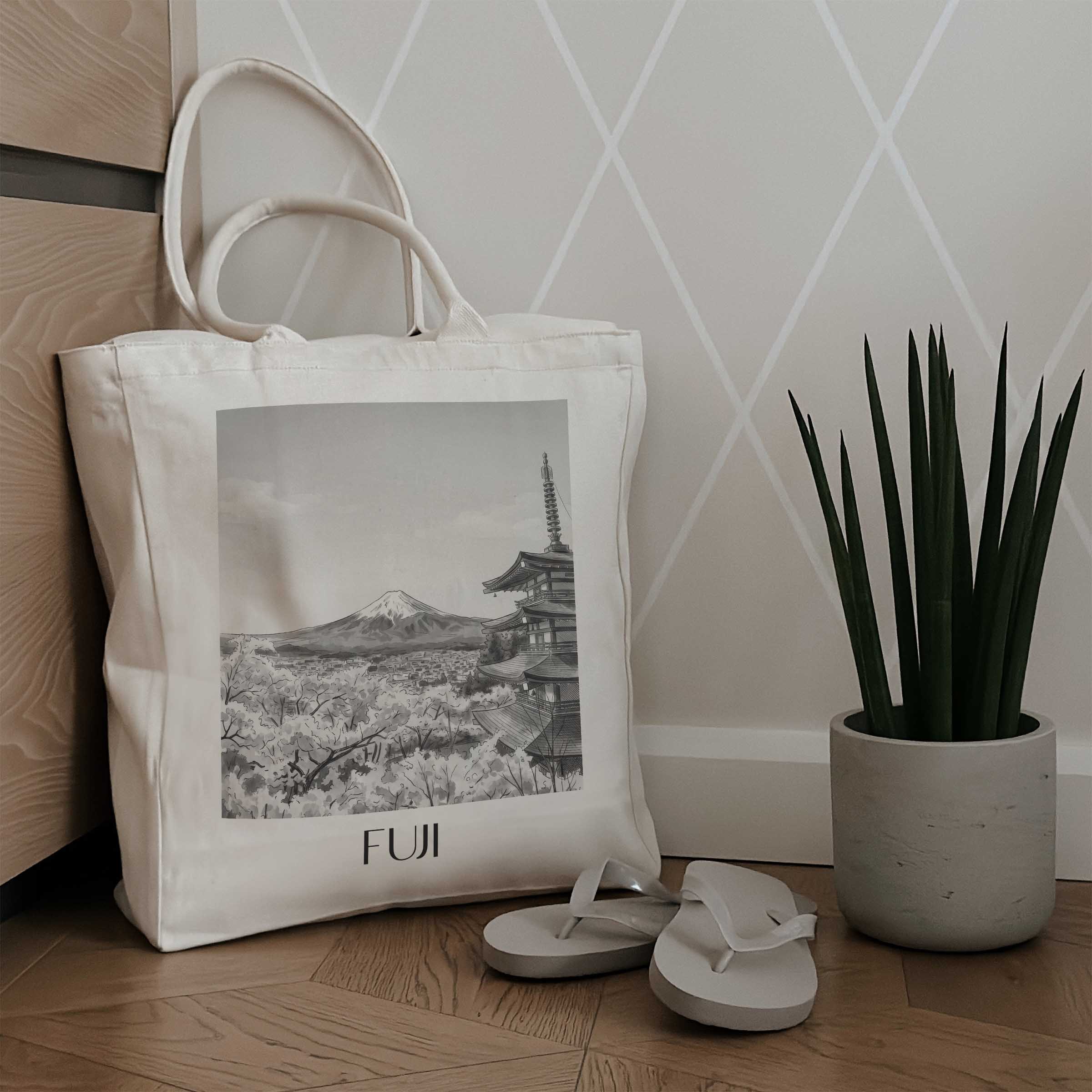 fuji,-japan-japan-einkaufstasche-aquarell-schwarz-weiss