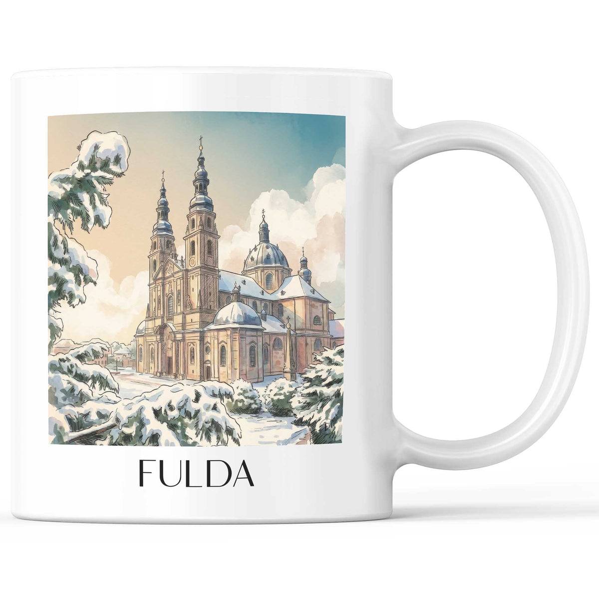 Fulda Kaffeebecher - Hessen - Deutschland Becher - Kaffeetasse im Aquarell Stil - favplace