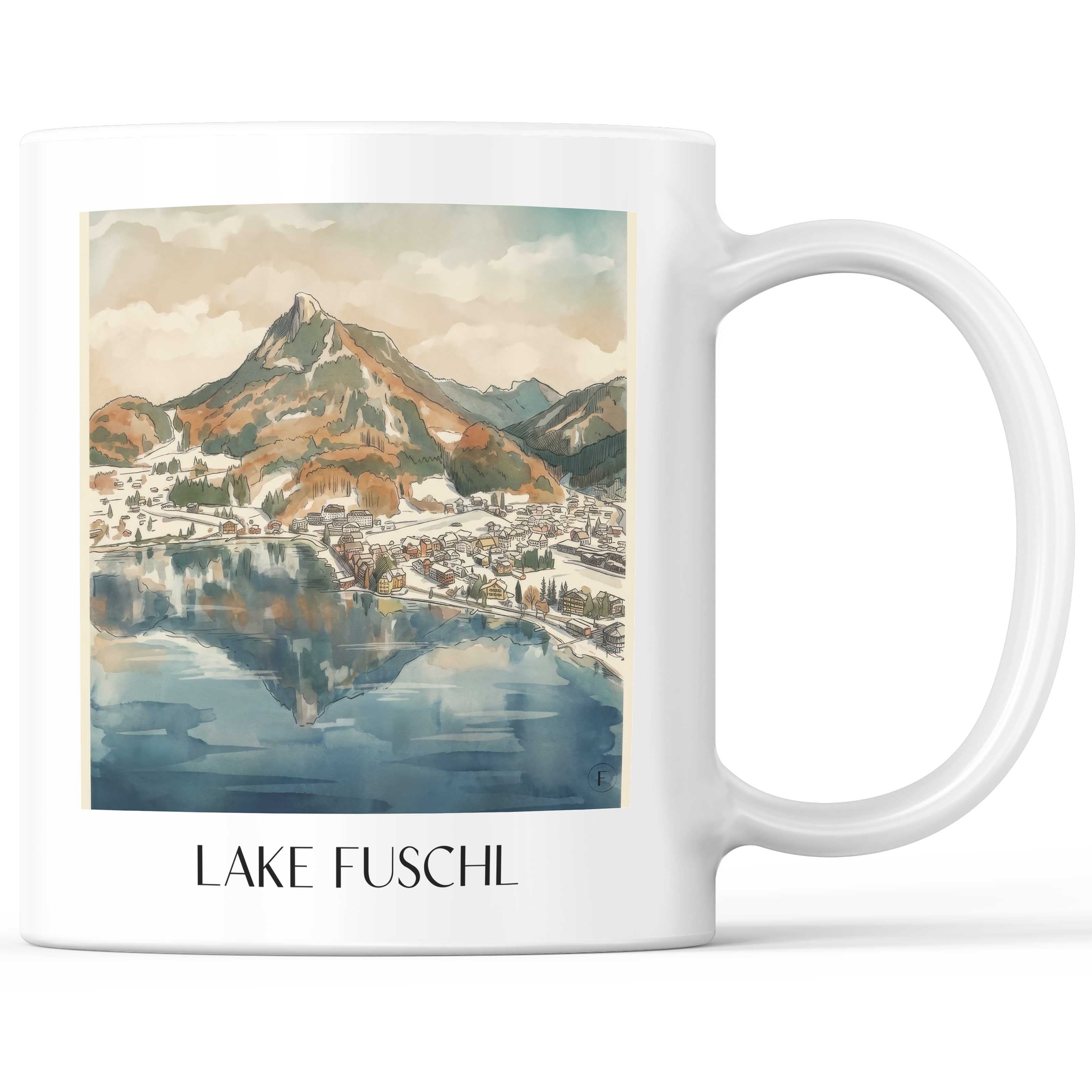 Fuschlsee Kaffeebecher - Österreich - Österreich Becher - Kaffeetasse im Aquarell Stil - favplace
