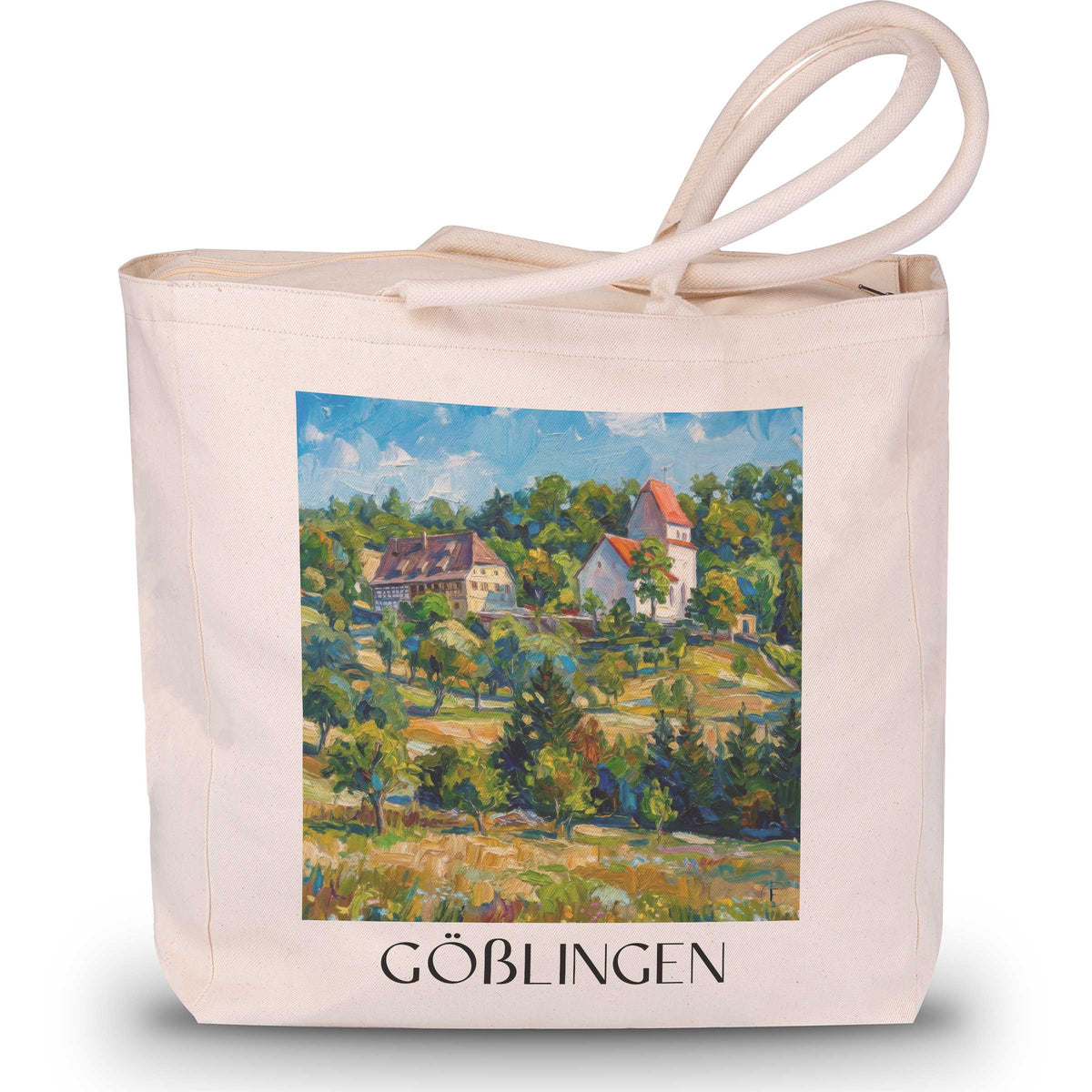 gößlingen-schwarzwald-deutschland-einkaufstasche-oil-painting-oelgemaelde