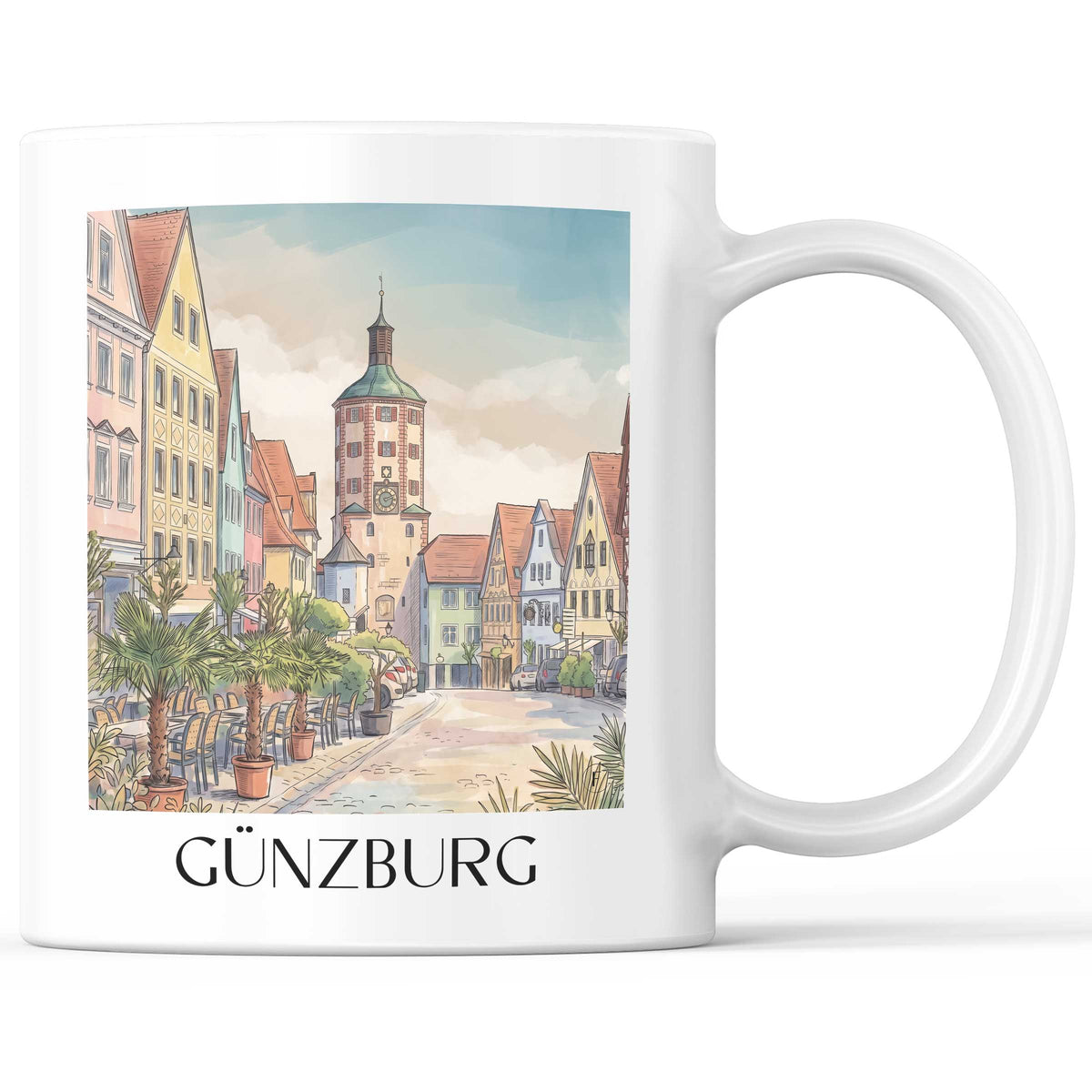 Günzburg Kaffeebecher - Bayerisch-Schwaben - Deutschland Becher - Kaffeetasse im Aquarell Stil - favplace