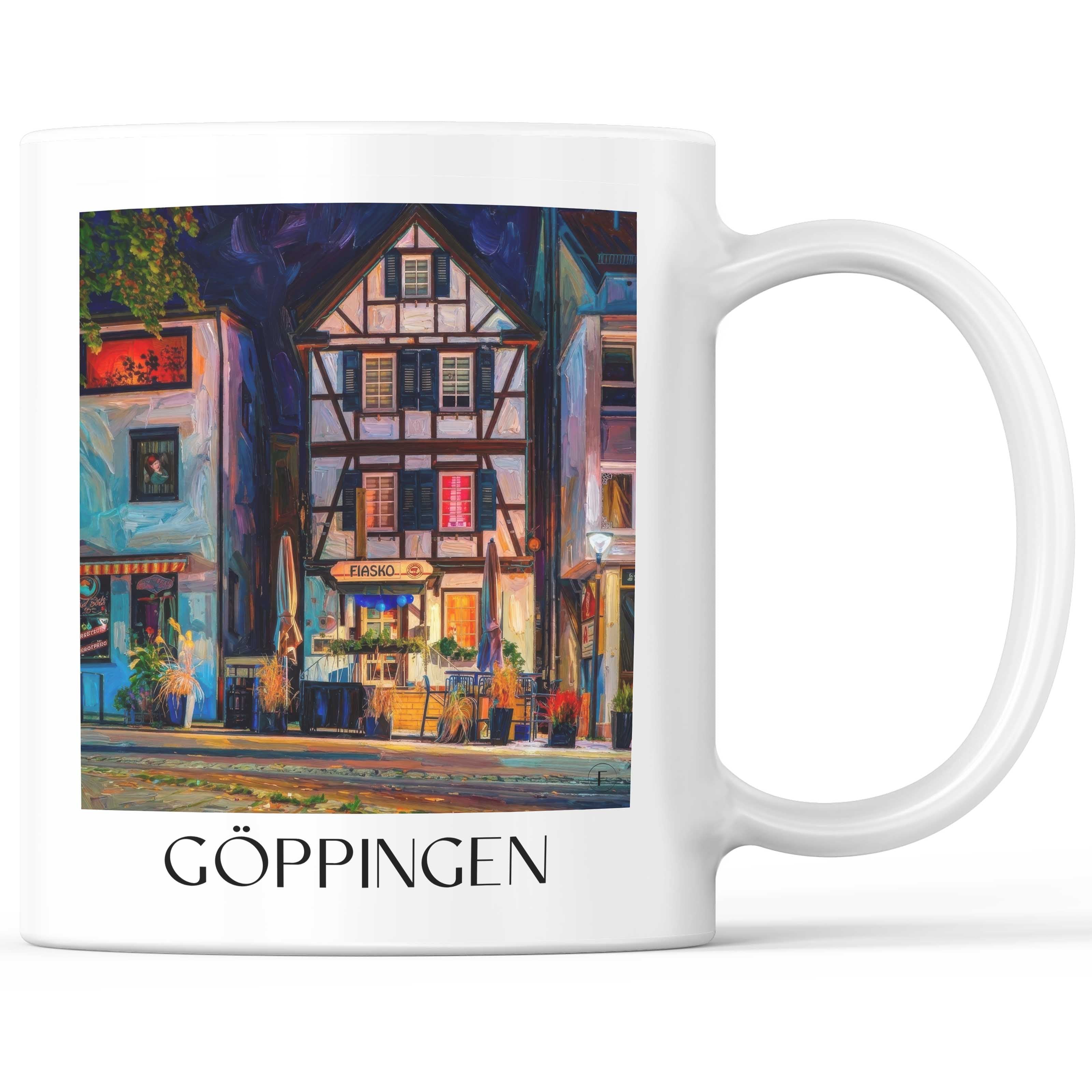 Göppingen Kaffeebecher - Württemberg - Deutschland Becher - Kaffeetasse im Ölgemälde Stil - favplace