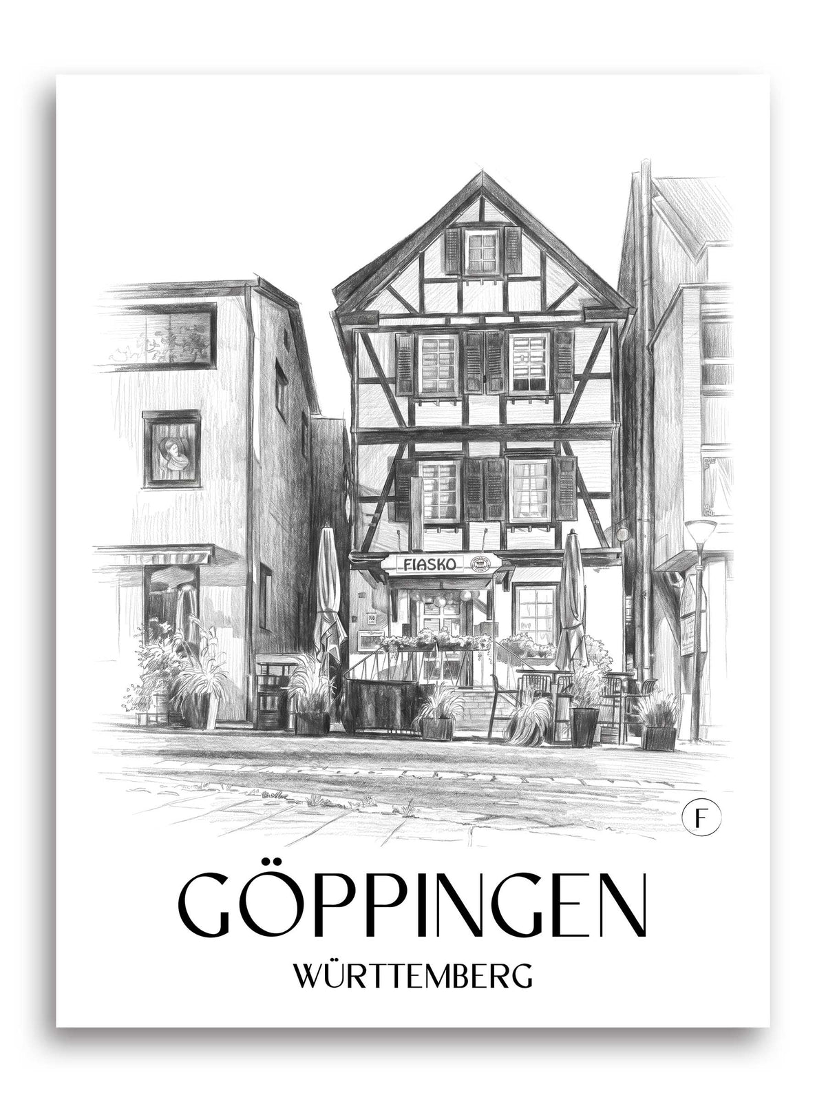 Göppingen Poster - Württemberg - Deutschland Kunstdruck - Zeichnung von A4 bis A1