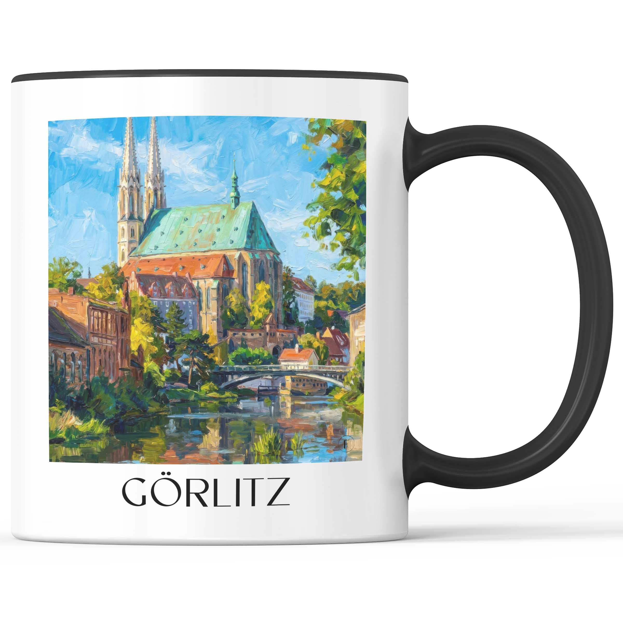 Görlitz Kaffeebecher - Oberlausitz - Deutschland Becher - Kaffeetasse im Ölgemälde Stil - favplace