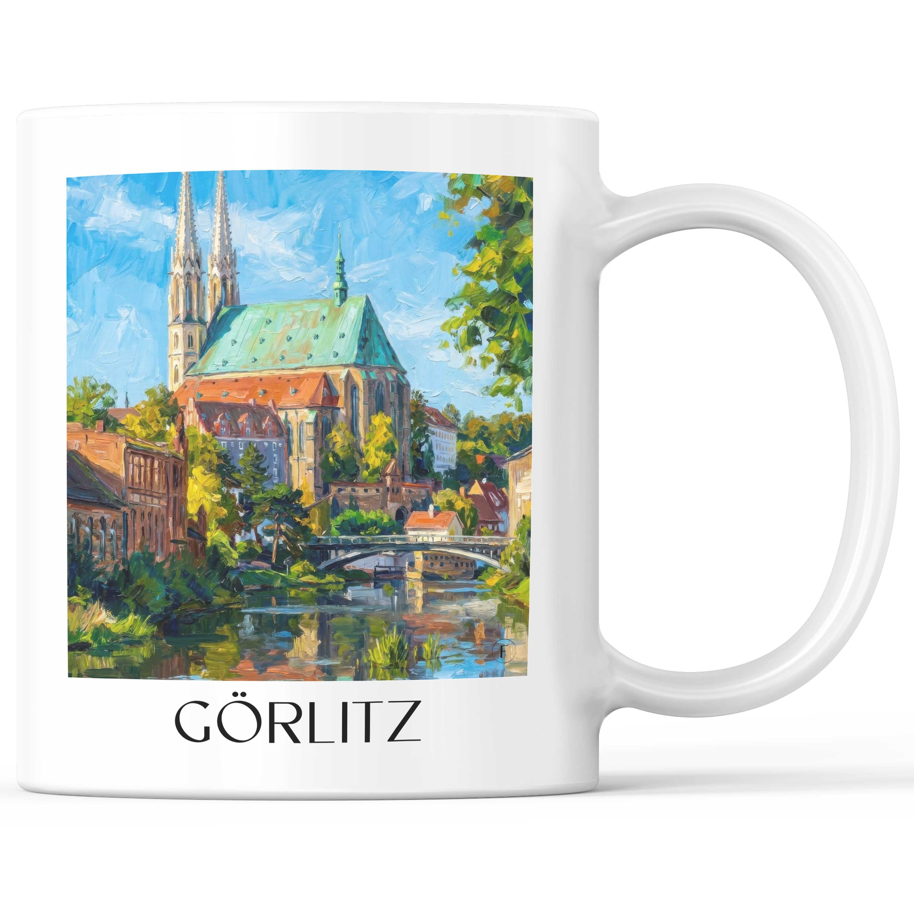 Görlitz Kaffeebecher - Oberlausitz - Deutschland Becher - Kaffeetasse im Ölgemälde Stil - favplace