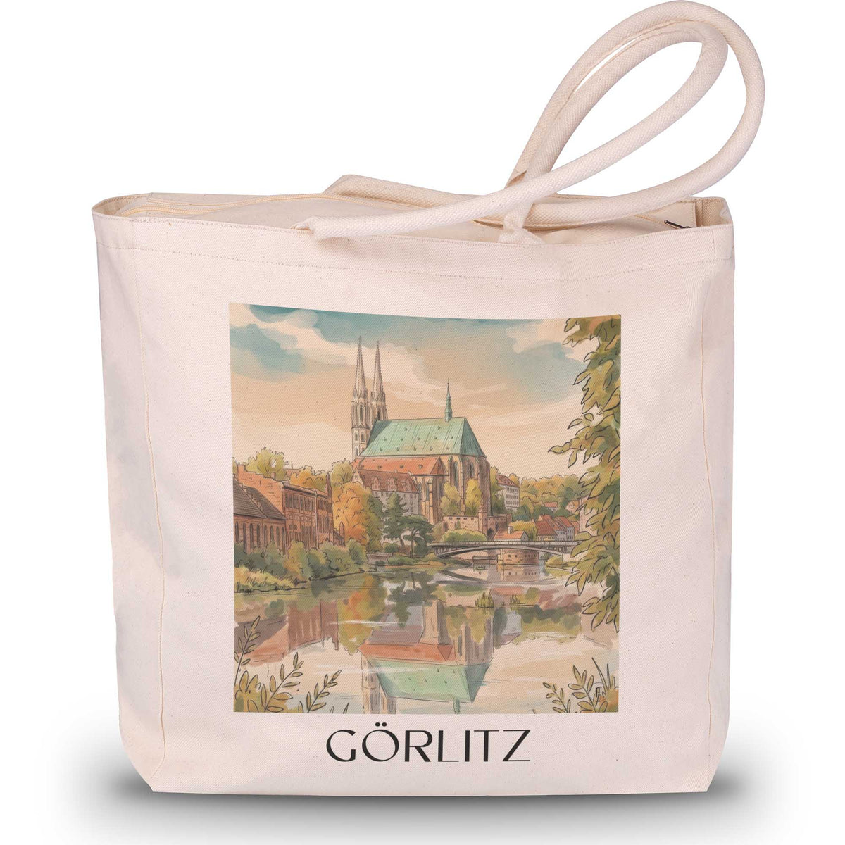 görlitz-oberlausitz-deutschland-einkaufstasche-aquarell