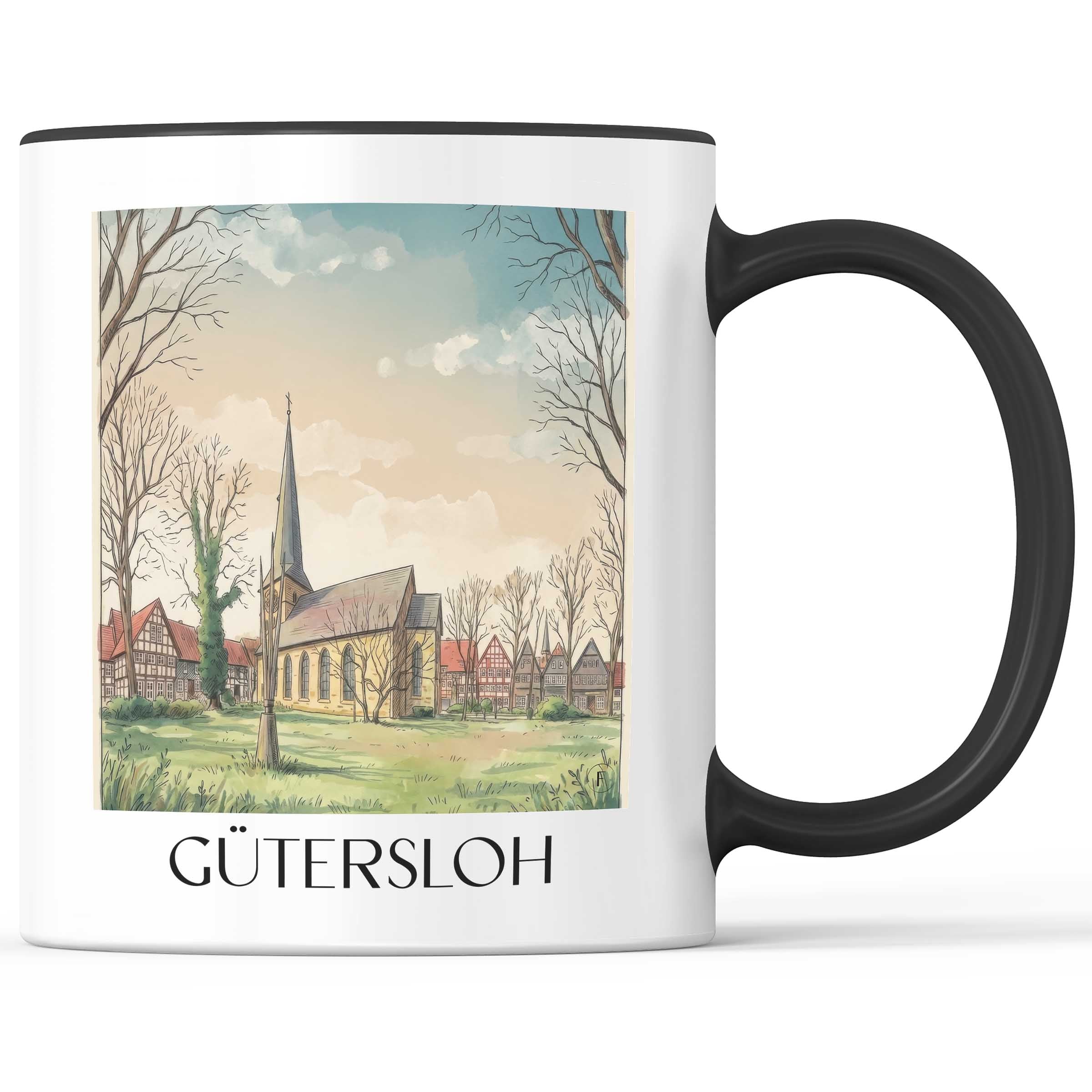 Gütersloh Kaffeebecher - Ostwestfalen - Deutschland Becher - Kaffeetasse im Aquarell Stil - favplace