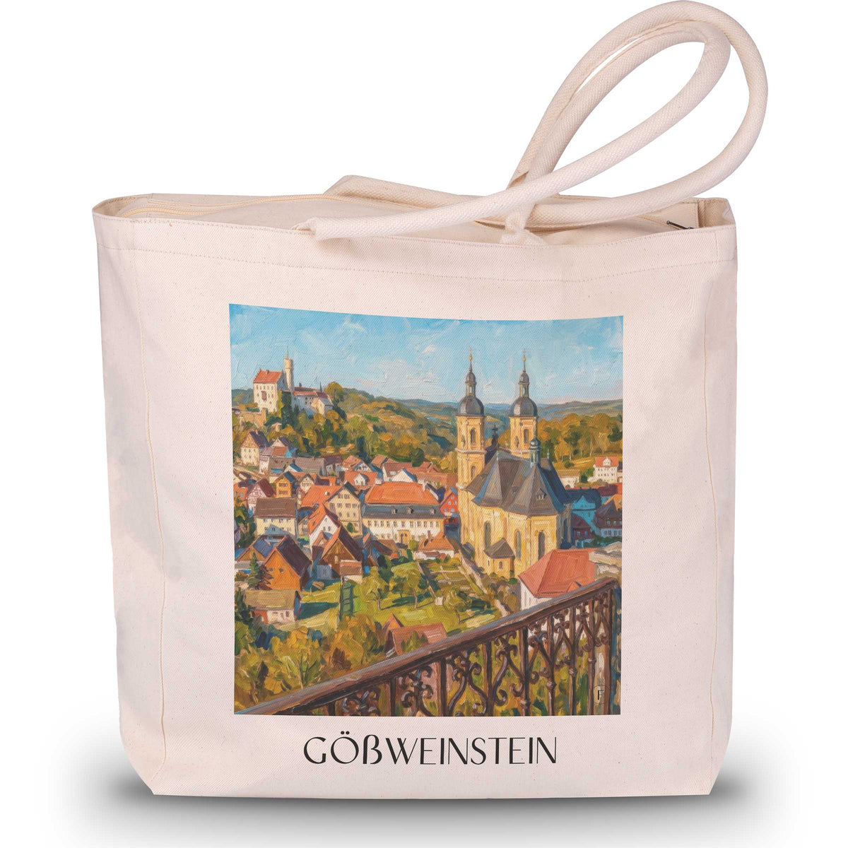 Gößweinstein Shopping Tasche - Oberfranken - Deutschland Tote Bag - Einkaufstasche im Ölgemälde Stil - favplace