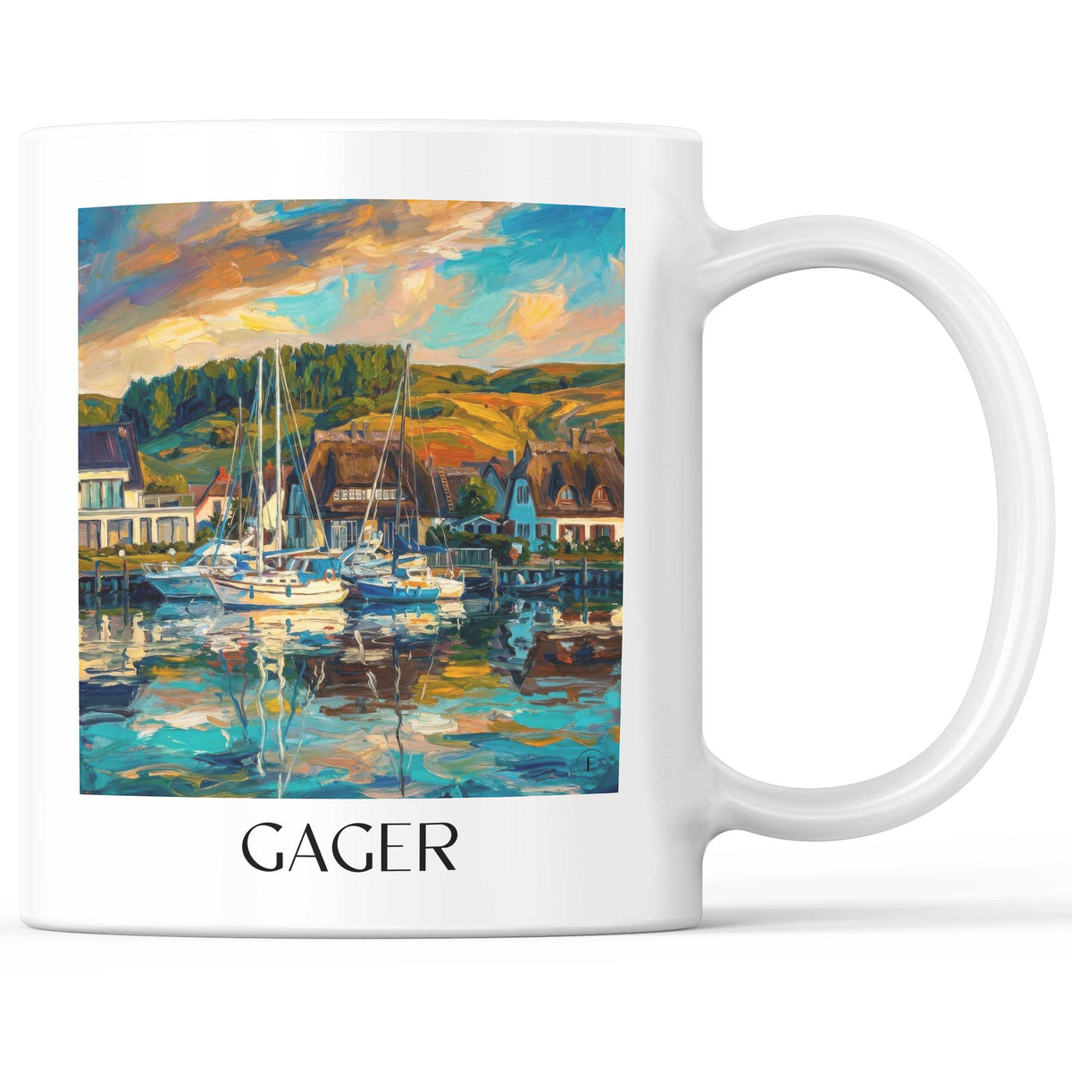 Gager Kaffeebecher - Rügen - Deutschland Becher - Kaffeetasse im Ölgemälde Stil - favplace